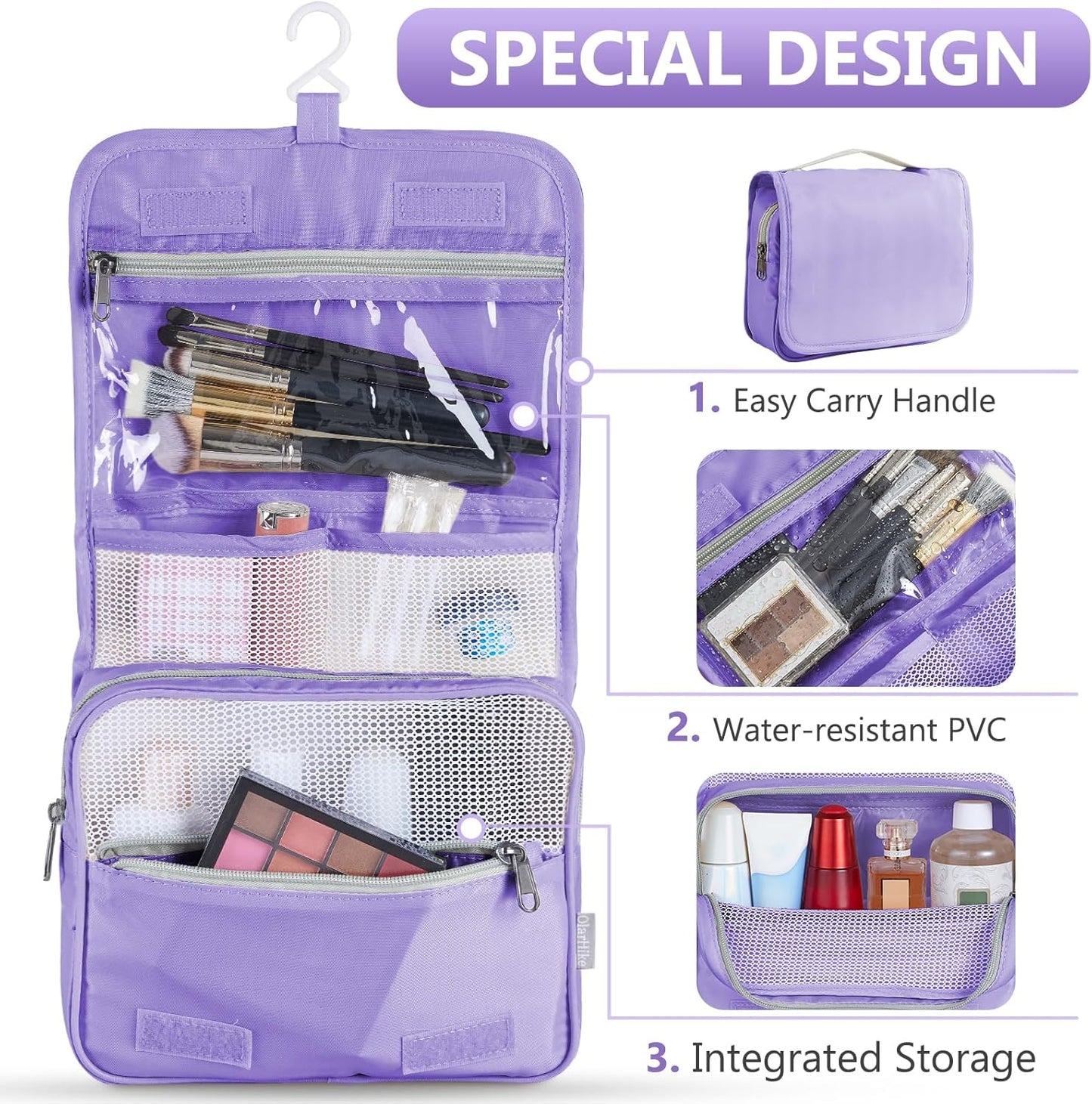 OlarHike 8 Set Packing Cubes for Travel, Sturdy Suitcase Organizer in 4 Sizes (Extra Large, Large, Medium, Small), Luggage Cubes with Toiletry Bag, Essentials Cruise Ship Gifts for Women (Purple)