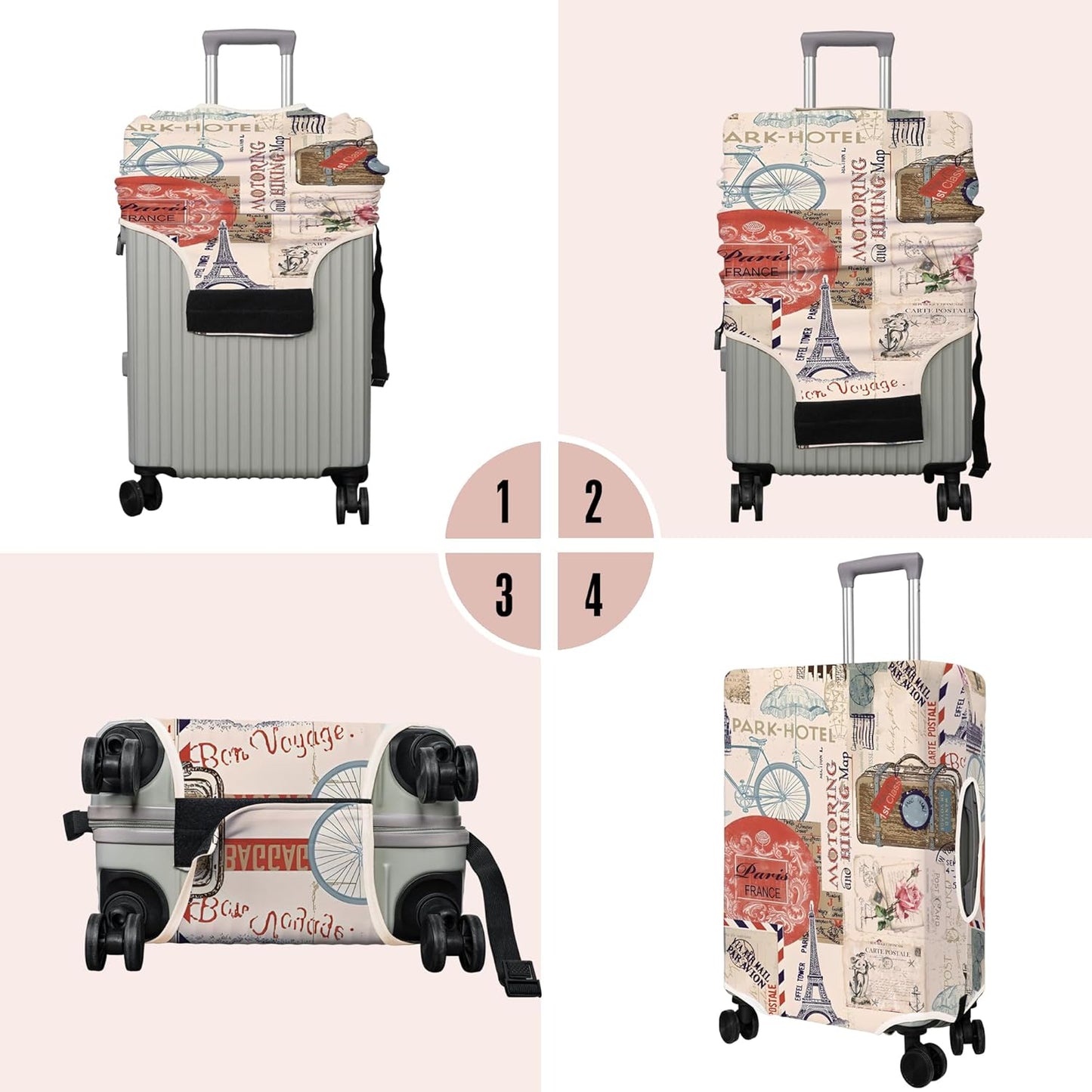 Travel Luggage Cover Suitcase Protector Fits 18-32 Inch Luggage Wheel Covers Patterned Travel Related Items Flower Luggage Protector Elastic Luggage Anti-scratch Suitcase Cover XL