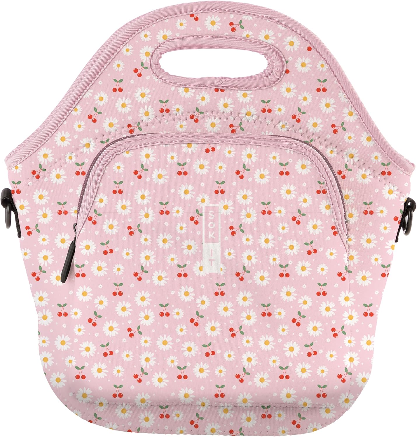 Sok It LunchTote Zippered Bag Insulated Neoprene Caddy (Cherry Bomb, X-Large 6.5 Quart Lunch Tote)