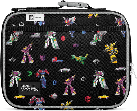 Simple Modern Transformers Kids Lunch Box for School | Reusable Insulated Lunch Bag for Toddler, Boy | Meal Containers with Exterior & Interior Pockets | Hadley Collection | Transformer Block Nation