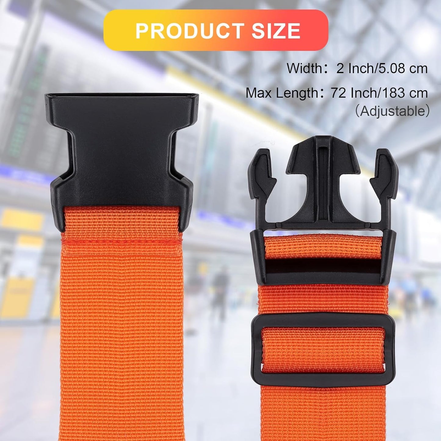 Luggage Straps for Suitcases TSA Approved, Travel Belt Suitcase Belt, Suitcase Straps TSA Approved, Luggage Belt Strap TSA Approved, Travel Straps for Luggage, Luggage Band Bag Straps, Orange