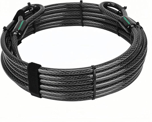 20 ft x 1/2" Heavy Duty Cut-Proof Security Cable | Flexible Vinyl-Coated Braided Steel with Looped Ends | Weatherproof Anti-Theft Locking Cable for Bikes, Gates, Kayaking & Outdoor Equipment