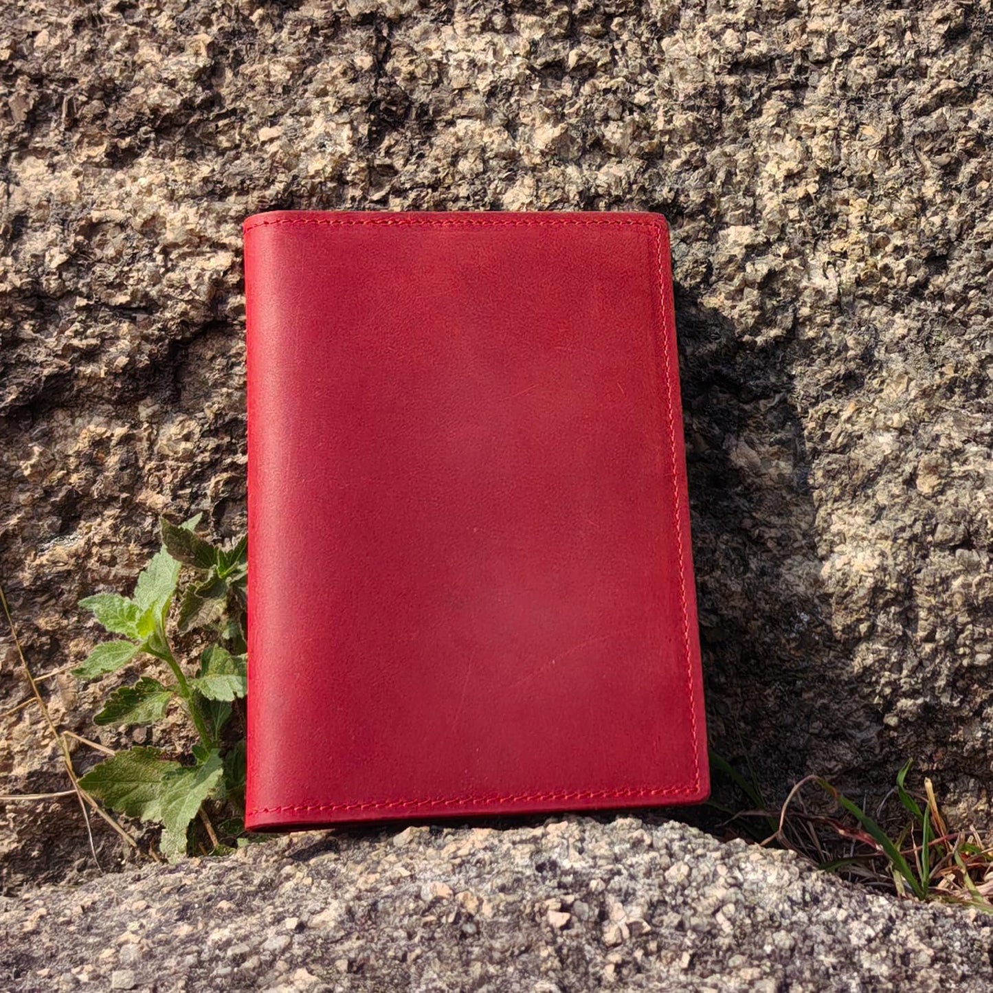 STAR VISTA Albatross Leather Travel Passport Holder, Minimalist Design, Full Grain Leather Case for Women and Men - Slim Passport Wallet, Bifold, RFID Blocking, with AirTag Holder, Crimson Red
