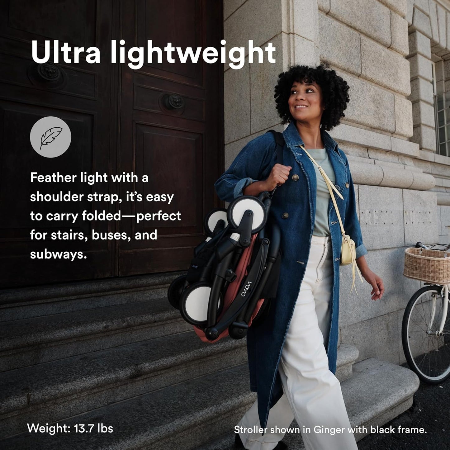 Stokke YOYO3 Stroller from 6 Months - Includes White Frame/Stone Seat Cushion + Canopy - Folds in & Out in a Flash - Light & Compact - Carry-On Compatible
