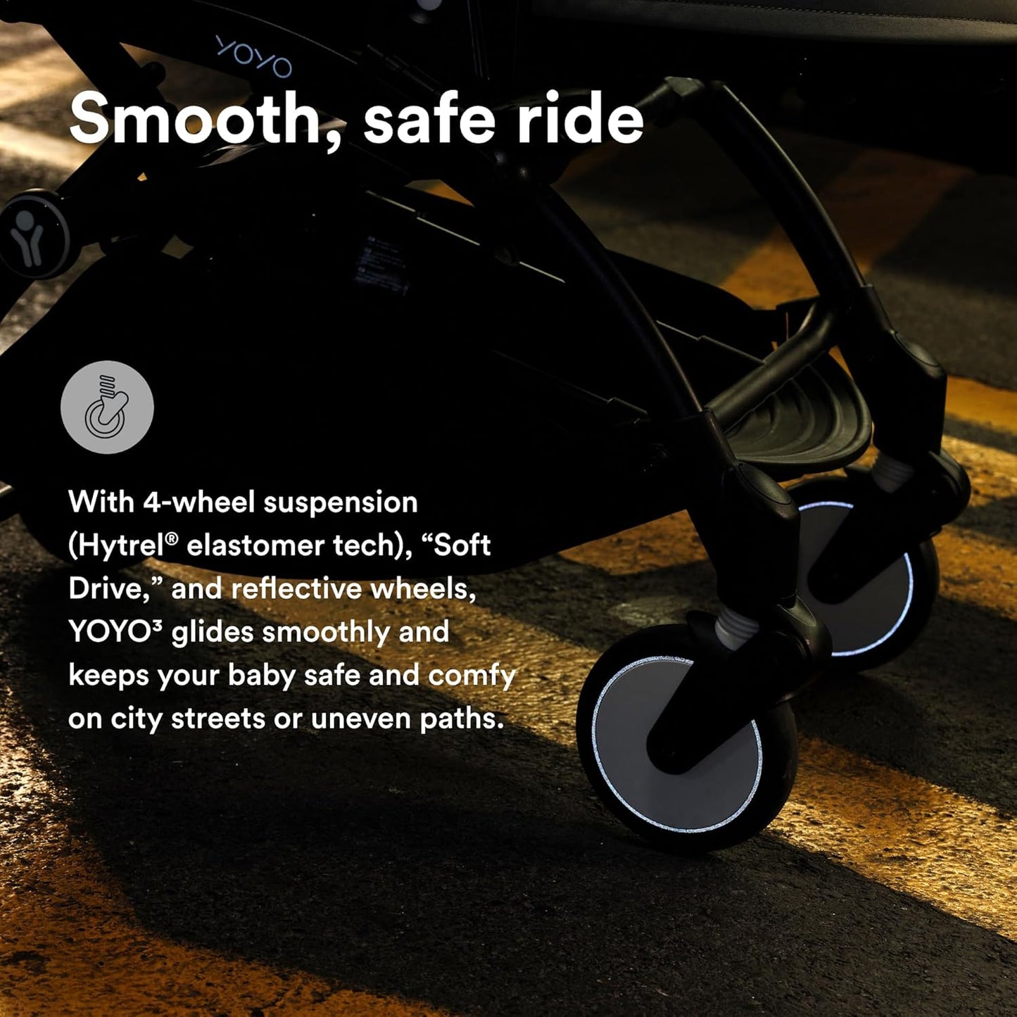 Stokke YOYO3 Stroller from 6 Months - Includes Black Frame/Taupe Seat Cushion + Canopy - Folds in & Out in a Flash - Light & Compact - Carry-On Compatible