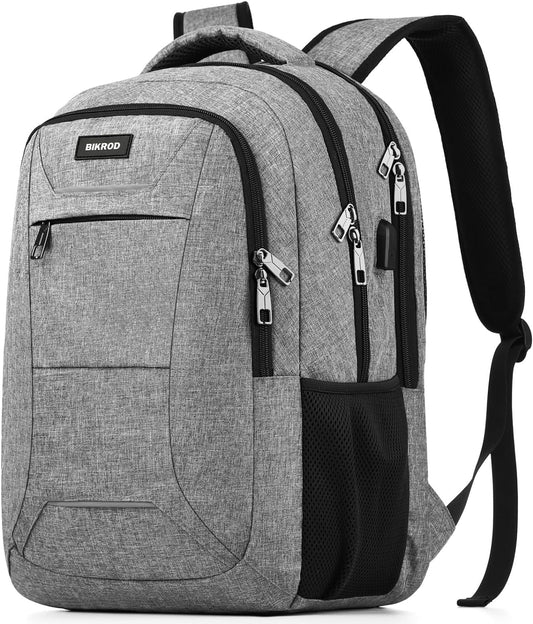 BIKROD Laptop Backpack for Men and Women, 17 Inch Large School Backpacks for Teens, Business Anti Theft Durable Travel Back Pack, Water Resistant Computer Bag with USB Charging Port, Grey