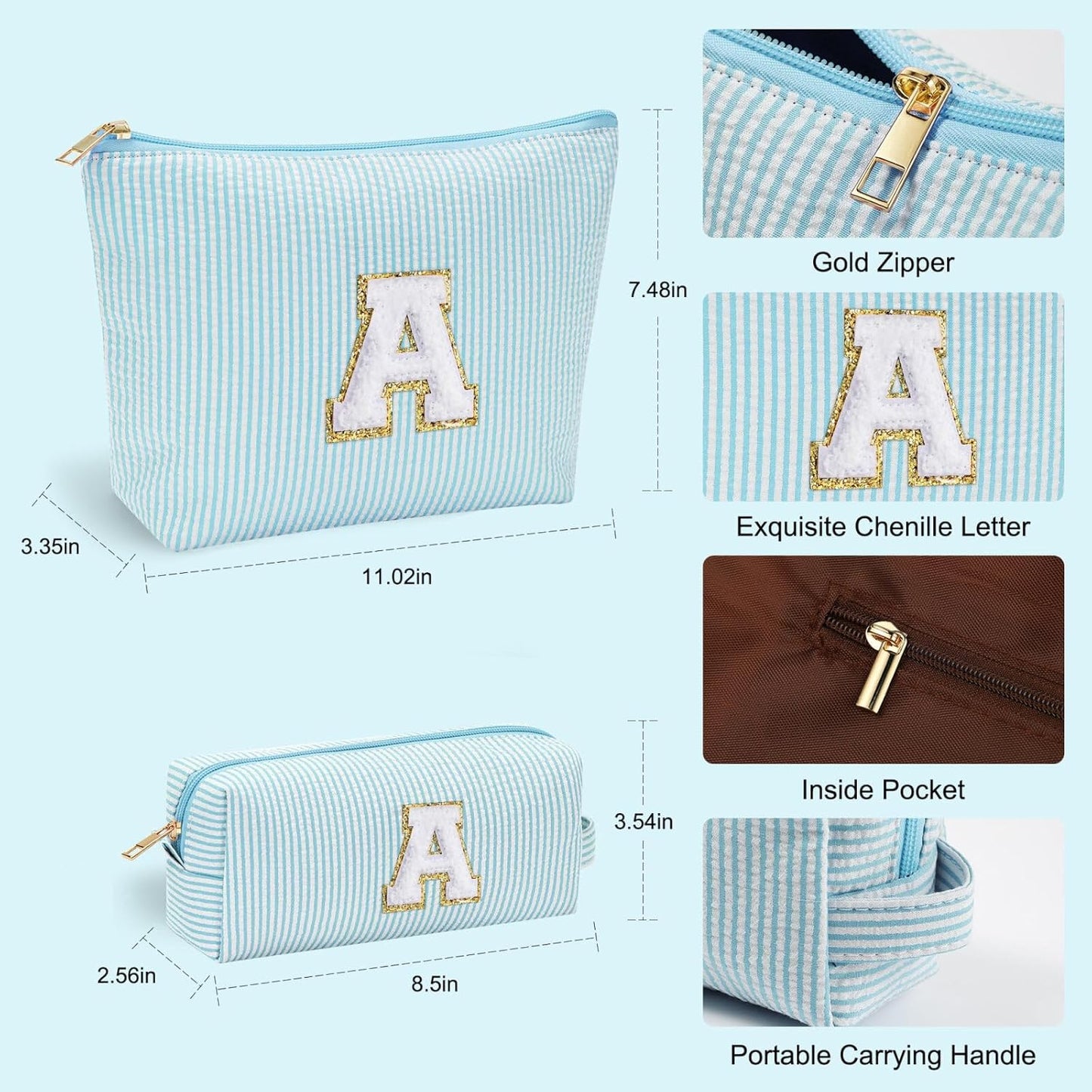 YOOLIFE Initial Makeup Bag for Women - Teen Girl Gifts Trendy Stuff Monogram Cute Makeup Bags Make Up Case for Women Her Best Friend Friendship Sister Teacher, Personalized Birthday Gifts H