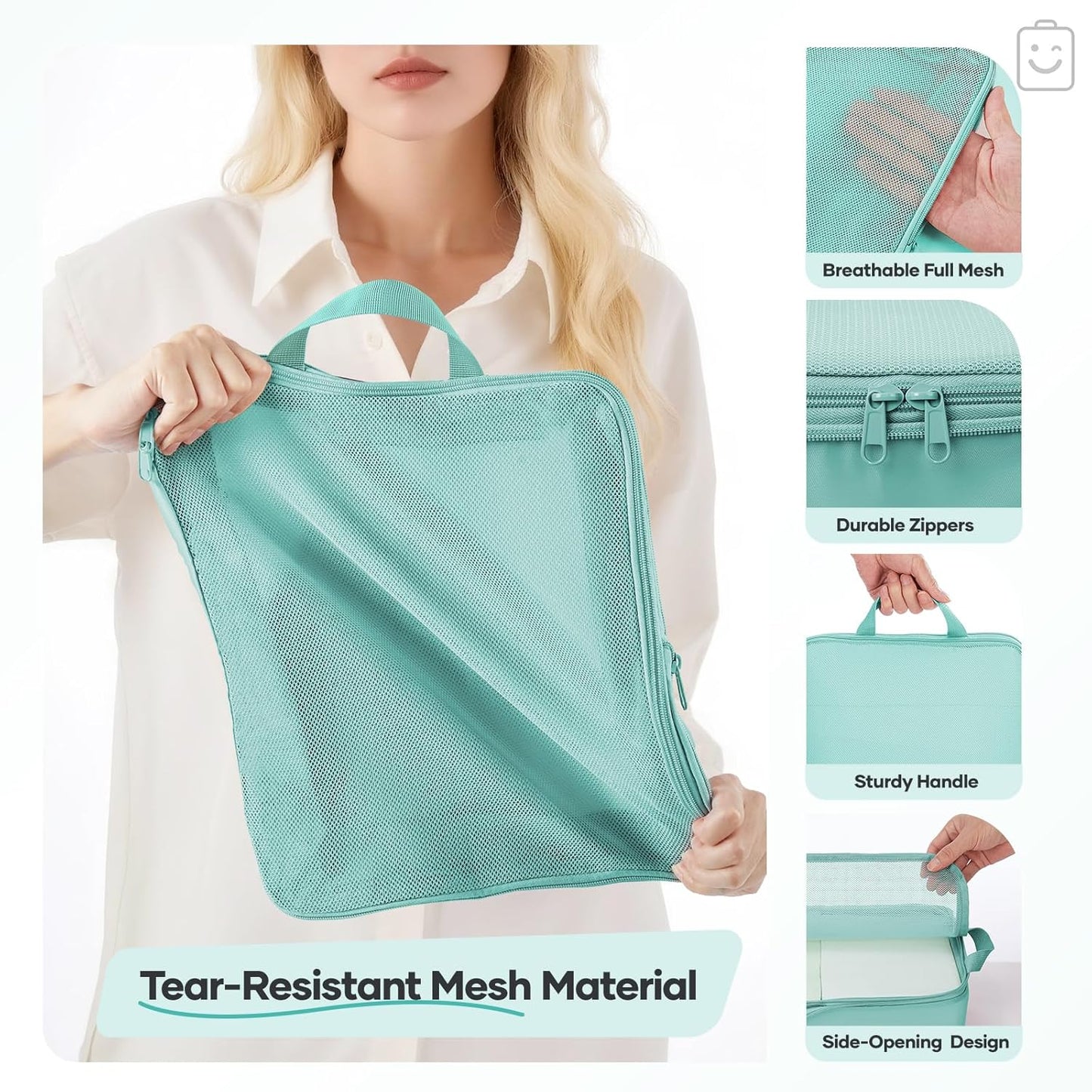 Veken 11 Set Compression Packing Cubes for Travel Essentials,Compressible Expandable Large Luggage Suitcase Organizer Bags for Clothing,Durable Space Saver Storage Bags with Toiletry Bags(Blue Green)