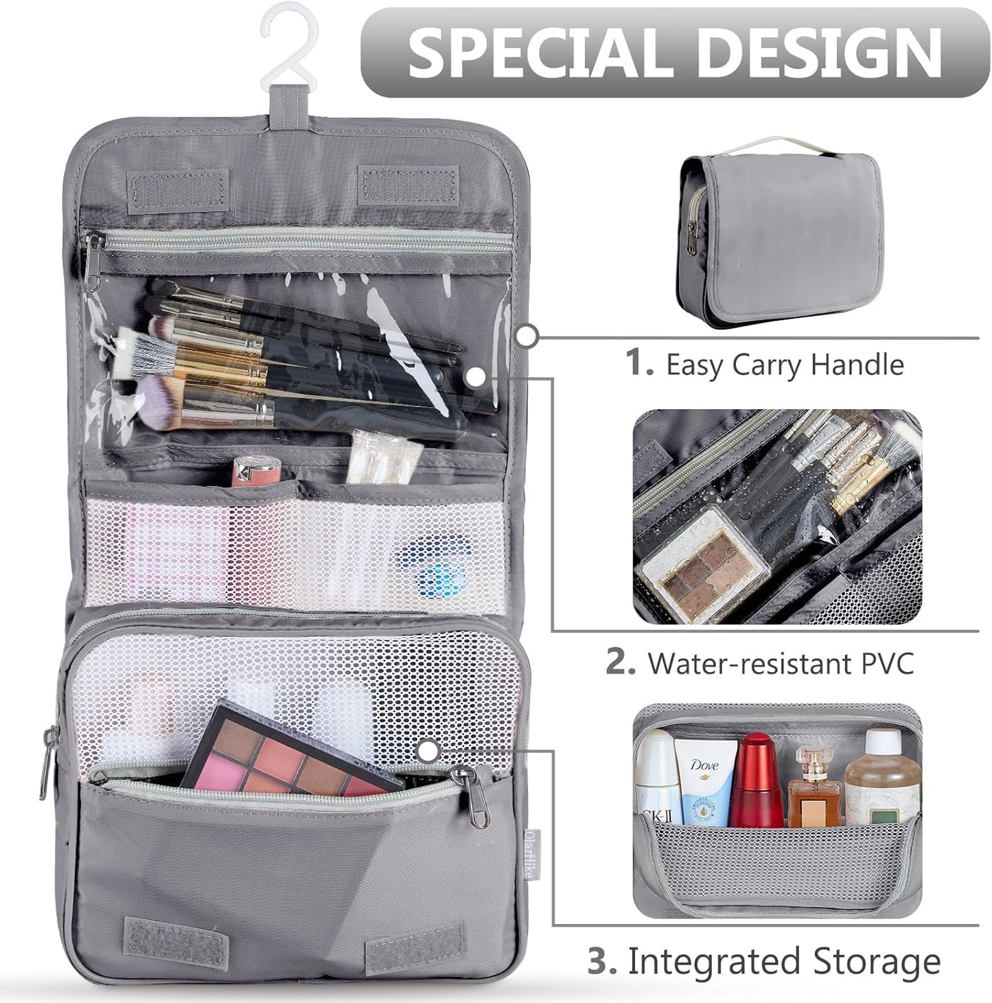 OlarHike 8 Set Packing Cubes for Travel, Sturdy Suitcase Organizer in 4 Sizes (Extra Large, Large, Medium, Small), OlarHike Luggage Cubes with Toiletry Bag, Cruise Ship Gifts for Men (Grey)