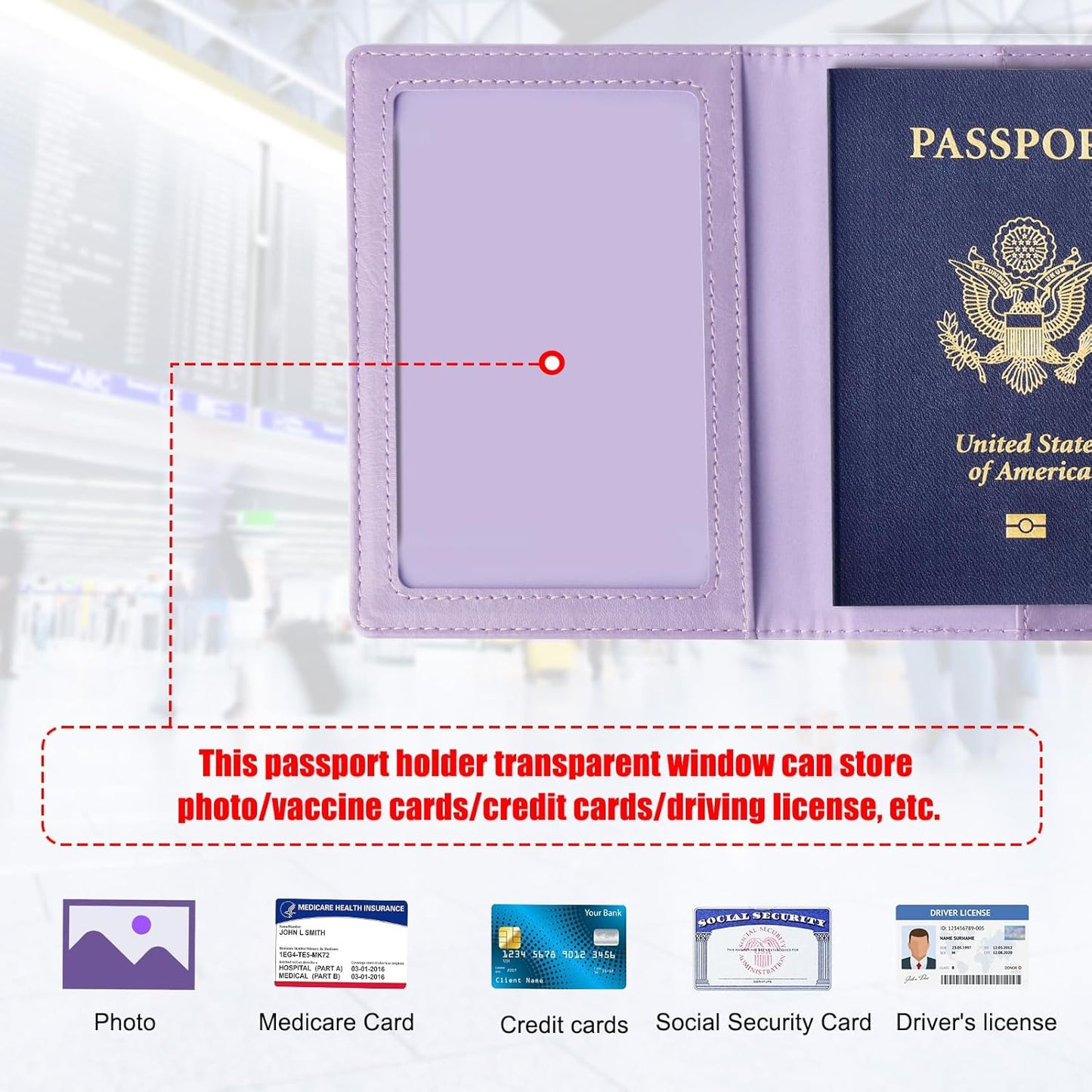 TIGARI Passport Holder for Travel Women Men, PU Leather Passport Wallet Cover Case Sleeve, Waterproof Protected Document Organizer, Family Vacation Plane Cruise Travel Essentials-Purple