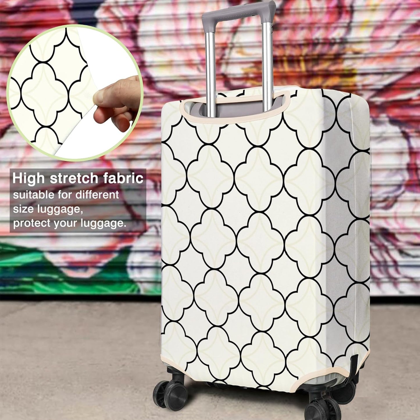 Travel Luggage Cover Suitcase Protector Fits 18-32 Inch Wheel Covers PatternedTravel Related Items Flower Luggage Protector Elastic M