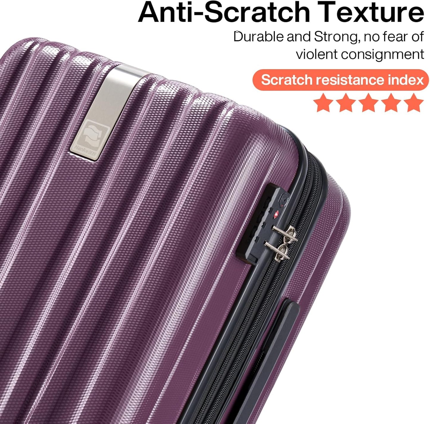 Hanke 20 Inch Carry On Luggage 22x14x9 Airline Approved Lightweight PC Hard Shell Suitcases with Wheels Travel Luggage Rolling Suitcase Travel Luggage Bag Christmas Gifts for Birthday （Purple）