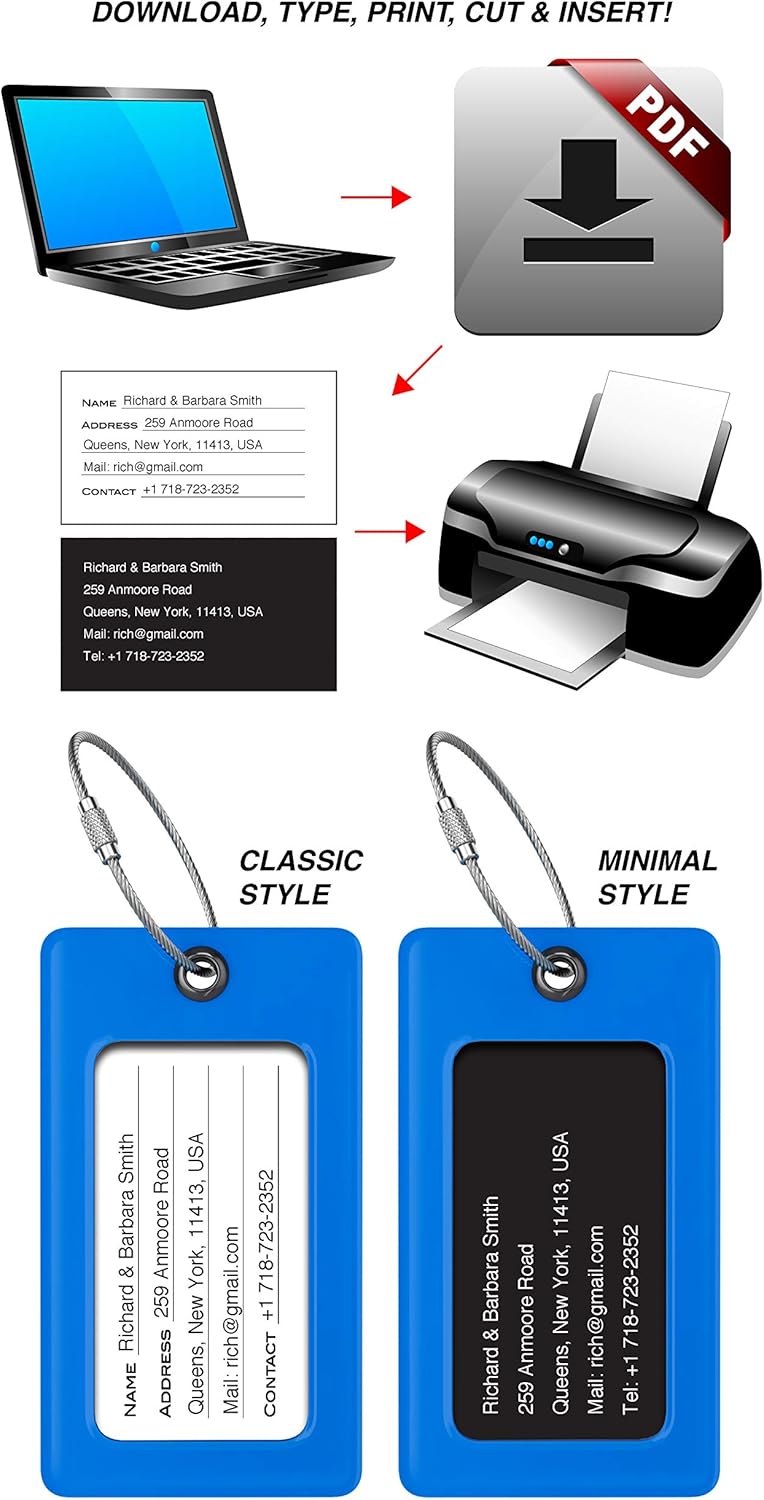 Luggage Tags Business Card Holder by TUFFTAAG - Durable Travel ID Bag Tag, Secure & Flexible, Perfect for Suitcases, Backpacks, and Carry-Ons, Easy Identification