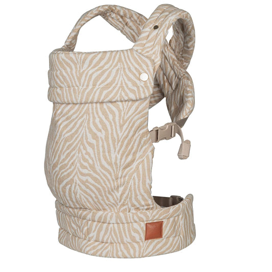 Baby Carrier for Newborns to Toddlers | Cozy Wrap with Lumbar Support | Soft Fabric, 7-35lbs Adjustable Fit | Beige Zebra Pattern