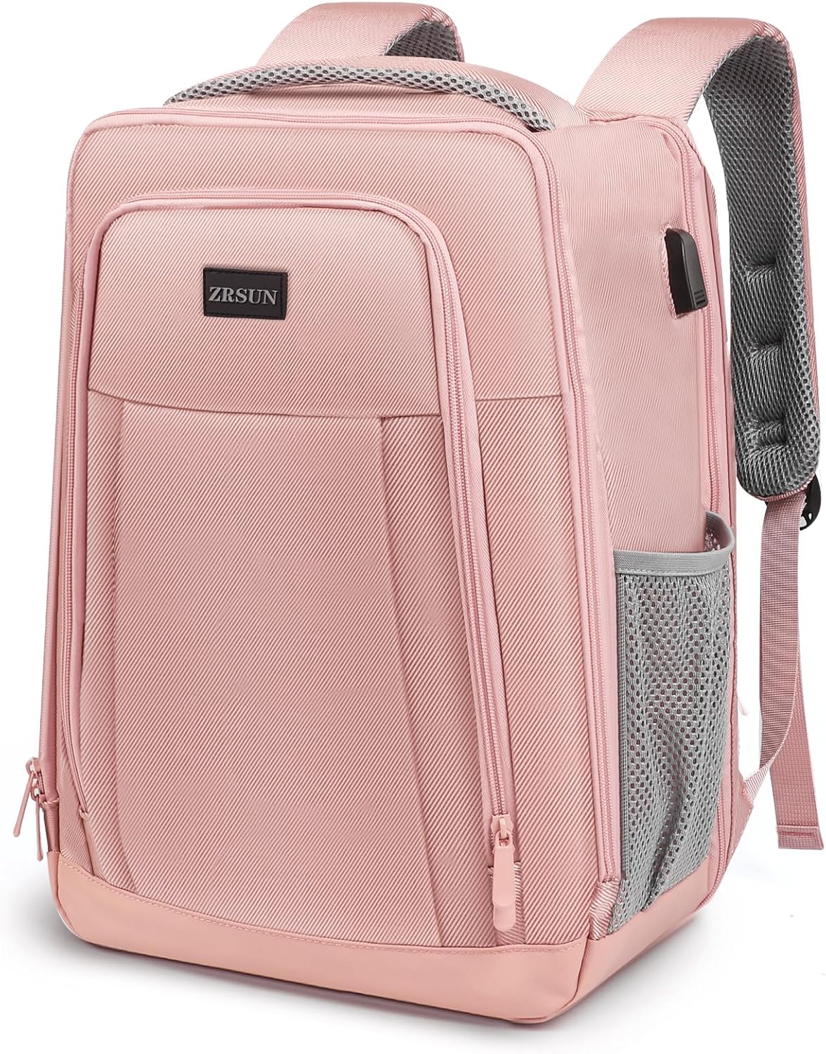 Travel Backpack, Business Anti Theft Slim Sturdy Laptops Backpack with USB Charging Port, Water Resistant College School Laptop Bag for Men & Women Fits 15.6 Inch Notebook,Pink