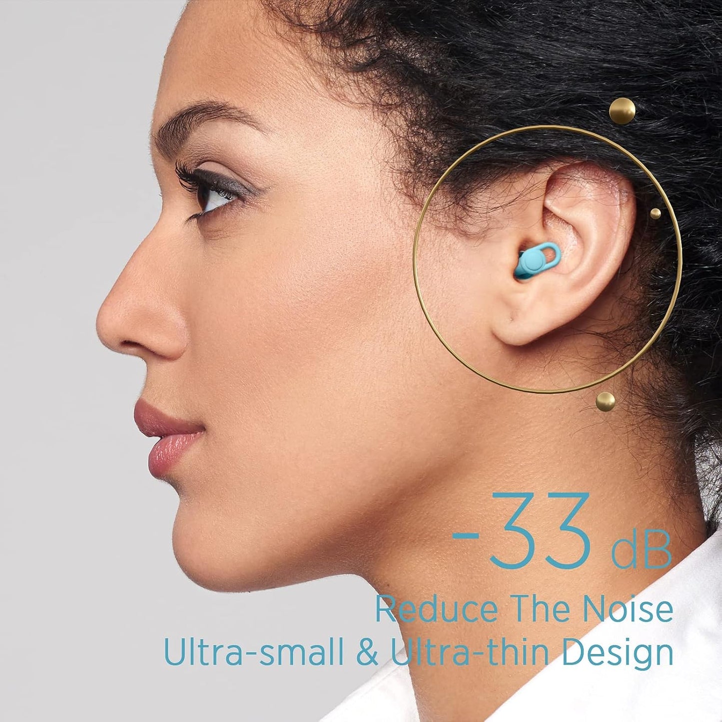 Silicone Ear Plugs for Noise Reduction - Reusable Soft Comfortable Earplugs for Sleeping,Noise Sensitivity & Flights -16 Ear Tips in XS/S/M/L, with 2 Travel Boxes - 33dB Noise Cancelling (Light Blue)