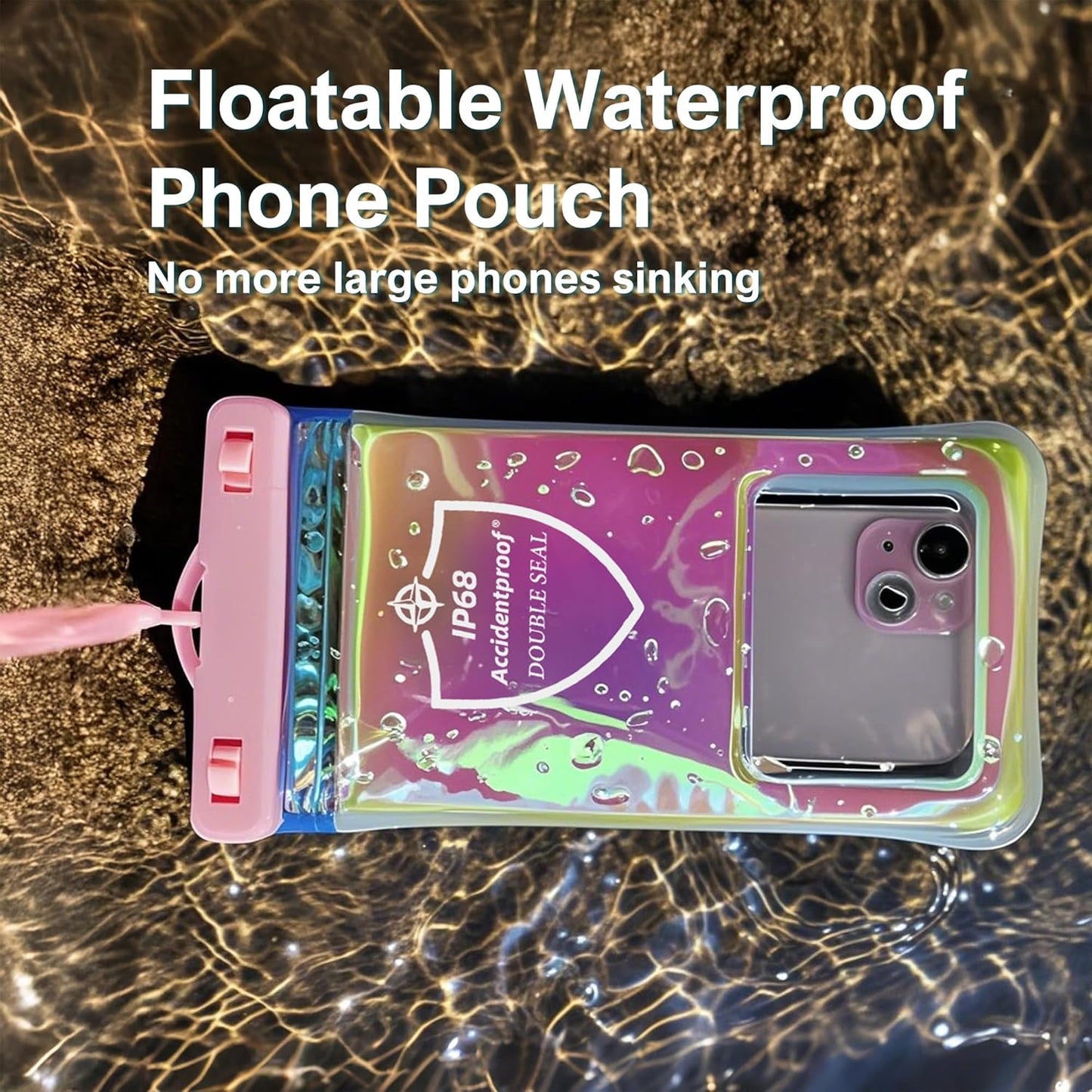 AiRunTech Waterproof Phone Pouch,Floating Waterproof Phone Case with Adjustable Lanyard,Beach,Cruise,Vacation Essentials,Summer Travel Phone Protector-2 Pack(Green + Pink)