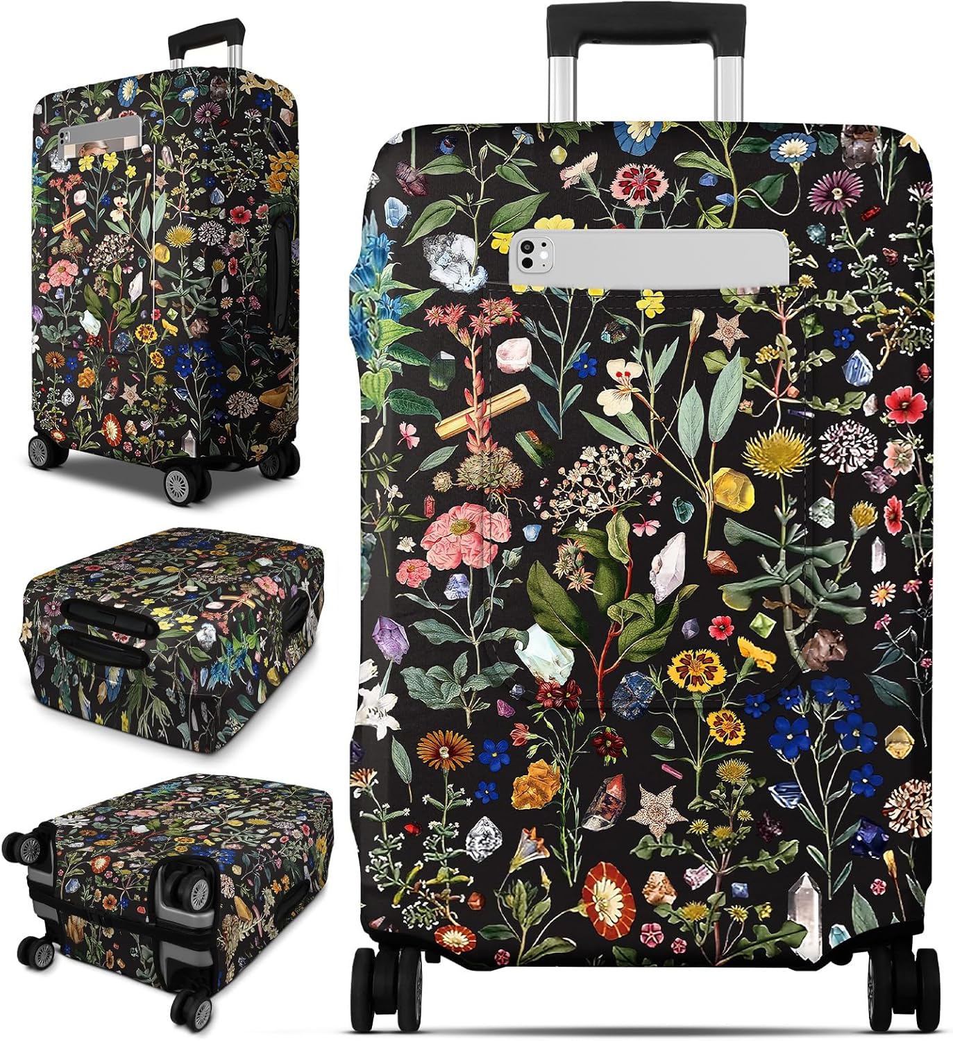 Slohif Luggage Cover for Suitcase Tsa Approved Protector - Luggage Sleeve Large Suit Case Cover Travel Stretch Baggage Case Protective Washable Fit 29-30 Inch Flower L