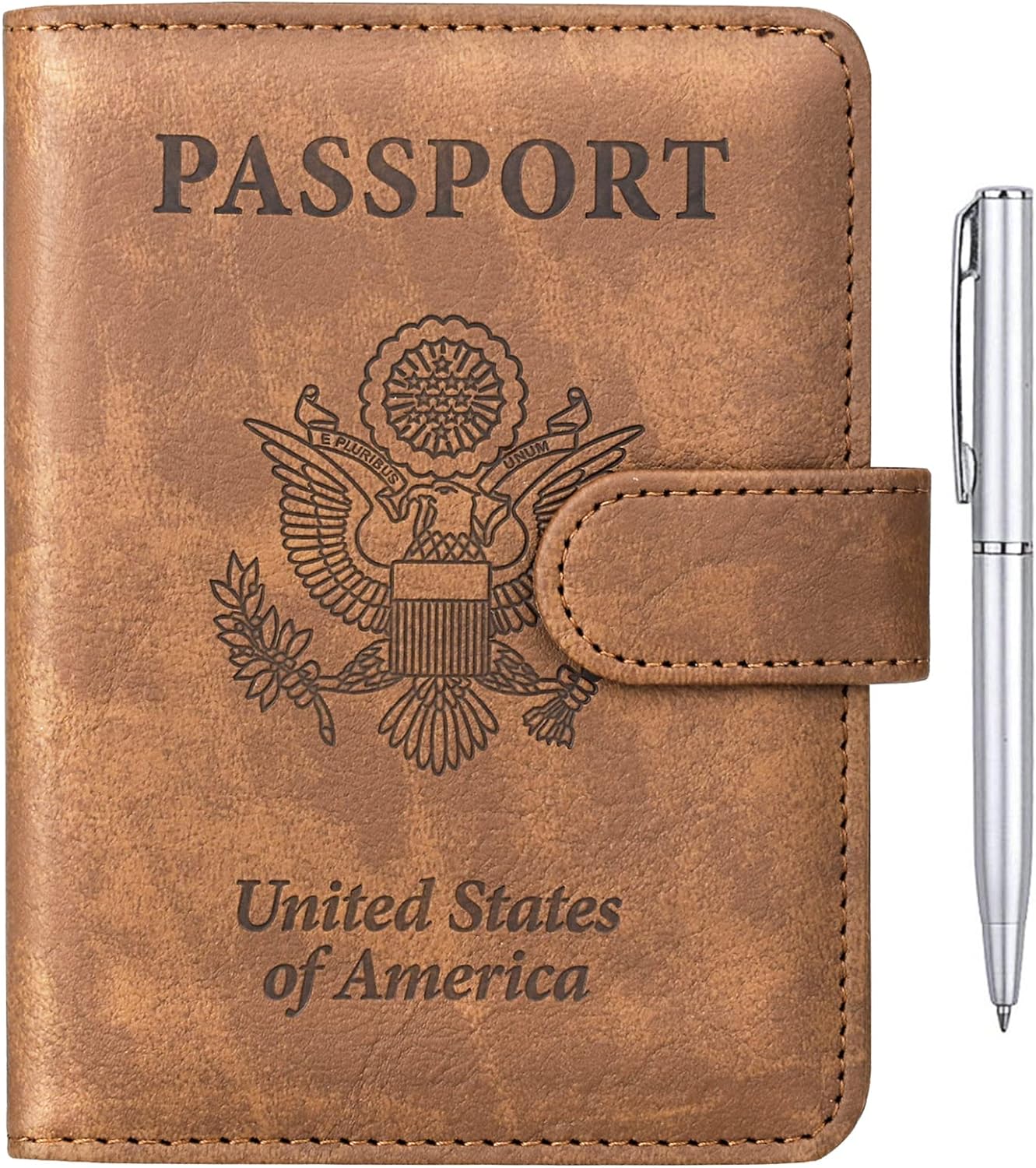TIGARI Passport Holder for Travel Women Men, PU Leather Waterproof RFID Passport Holder Wallet Cover Case Sleeve, Family Vacation Plane Cruise Travel Document Organizer Essentials-Brown