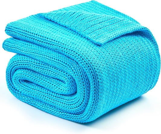L'AGRATY Knitted Weighted Blanket - 60"x80" 15lbs Cooling Chunky Knit Heavy Blanket for Adults Braided Crochet Throw Thick Cable Yarn Knit Decorative No Beads Evenly Weighted Machine Washable