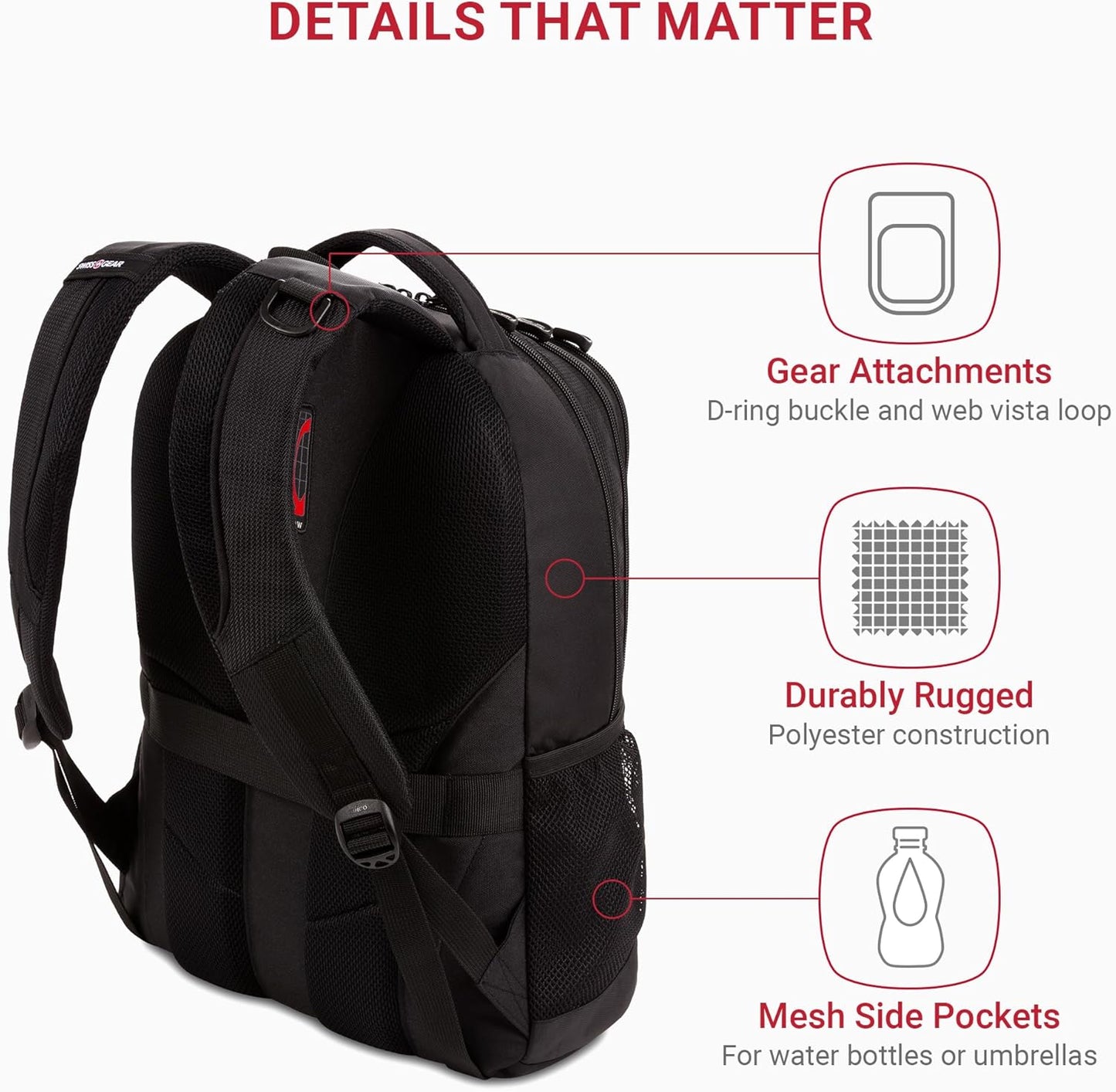 SwissGear Cecil 5505 Laptop Backpack, Black, 18-Inch