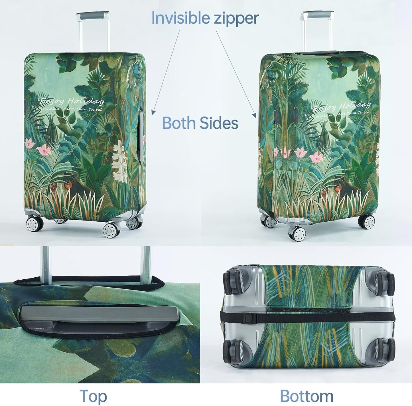 Travelkin Luggage Covers For Suitcase Tsa Approved,Suitcase Cover Protector Fit 18-32 Inch Luggage (Jungle, XL)