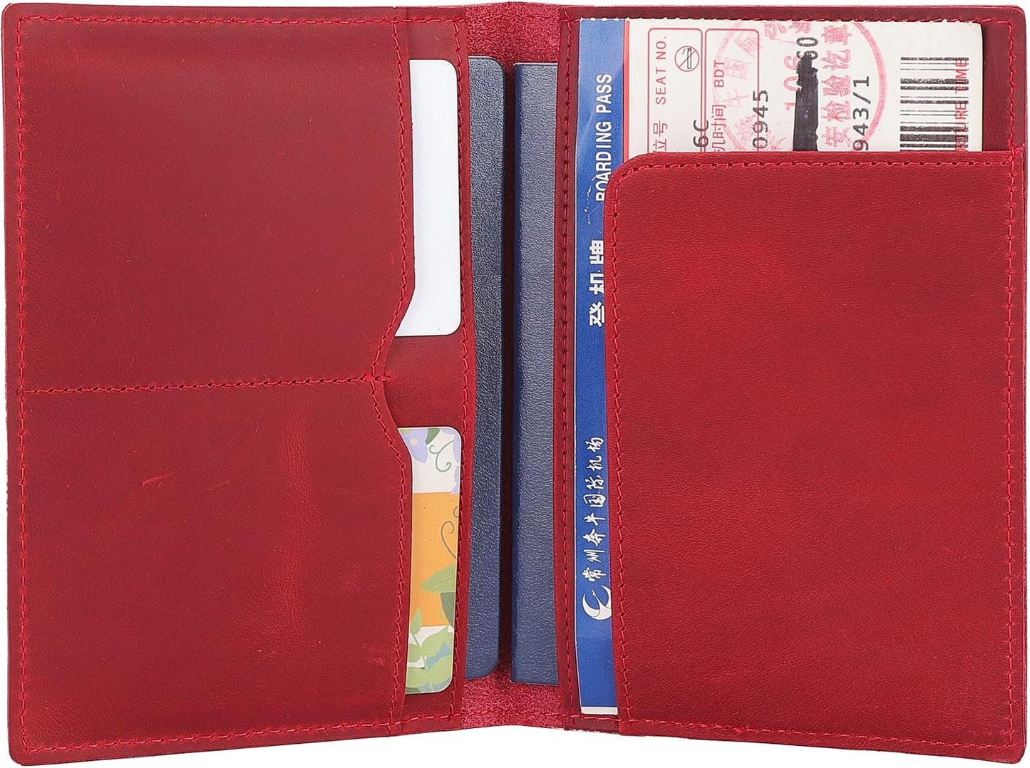 STAR VISTA Albatross Leather Travel Passport Holder, Minimalist Design, Full Grain Leather Case for Women and Men - Slim Passport Wallet, Bifold, RFID Blocking, Crimson Red