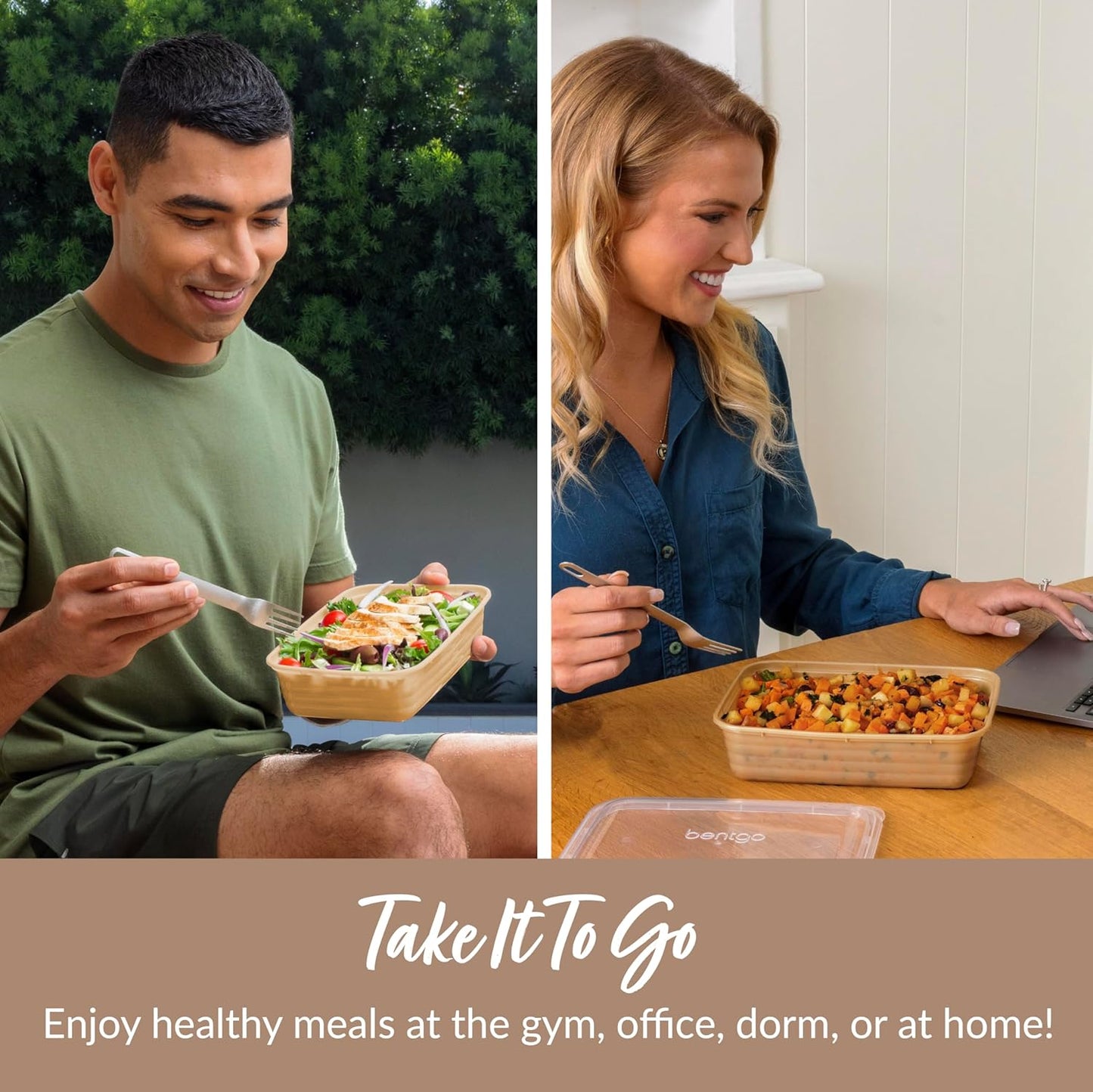 Bentgo 20-Piece Lightweight, Durable, Reusable BPA-Free 1-Compartment Containers - Microwave, Freezer, Dishwasher Safe - Gold