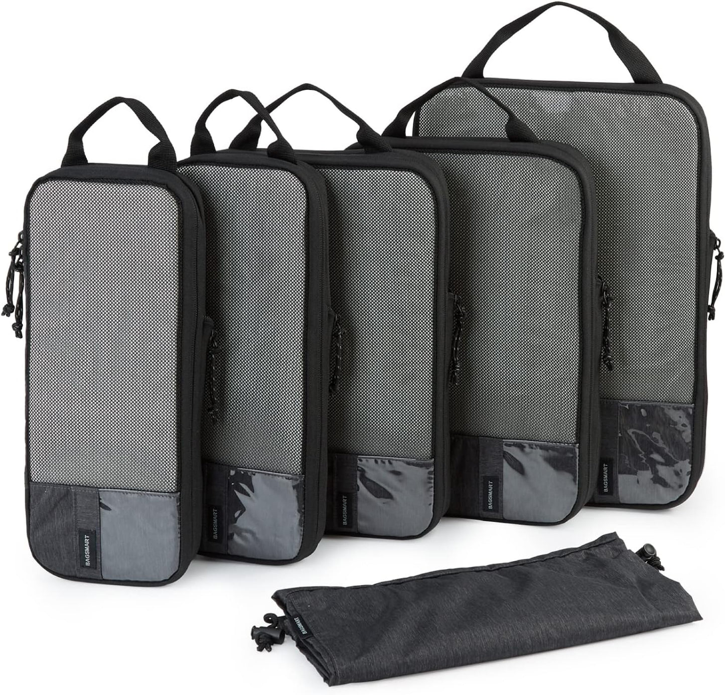 BAGSMART 6 Set Compression Packing Cubes - Lightweight Travel Essentials, Durable Luggage Organizer