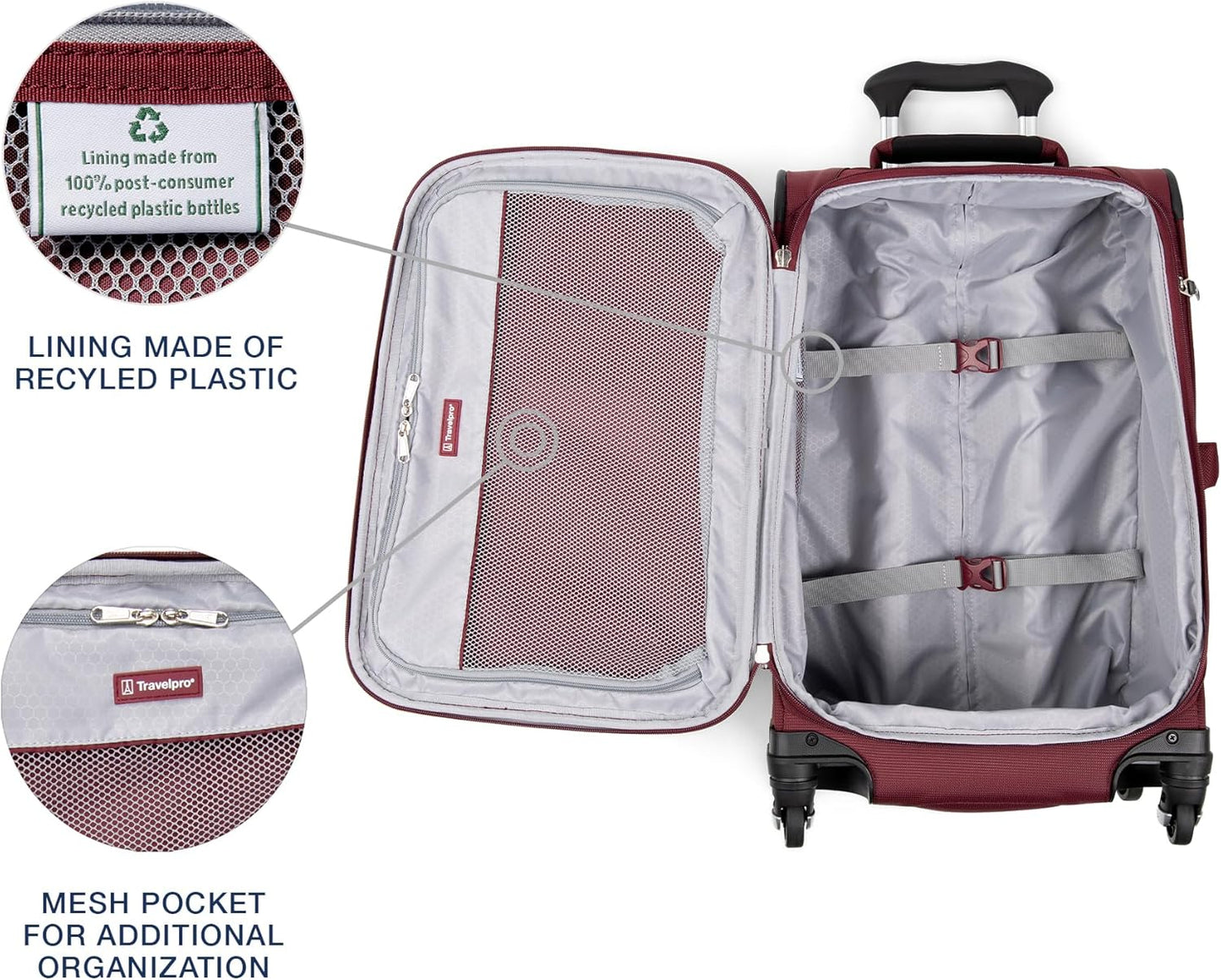 Travelpro Maxlite 5 Softside Expandable Carry on Luggage with 4 Spinner Wheels, Lightweight Suitcase, Men and Women, Burgundy, Carry On 21-Inch