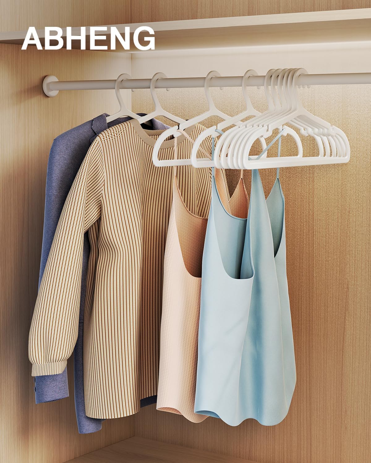 30 Pack Clothes Hangers, Non Slip Plastic Coat Hangers, Space Saving Hangers, Heavy Duty, Hanging Dry Wet Clothes, 16.4" x 8.3", White, UAPY0530W