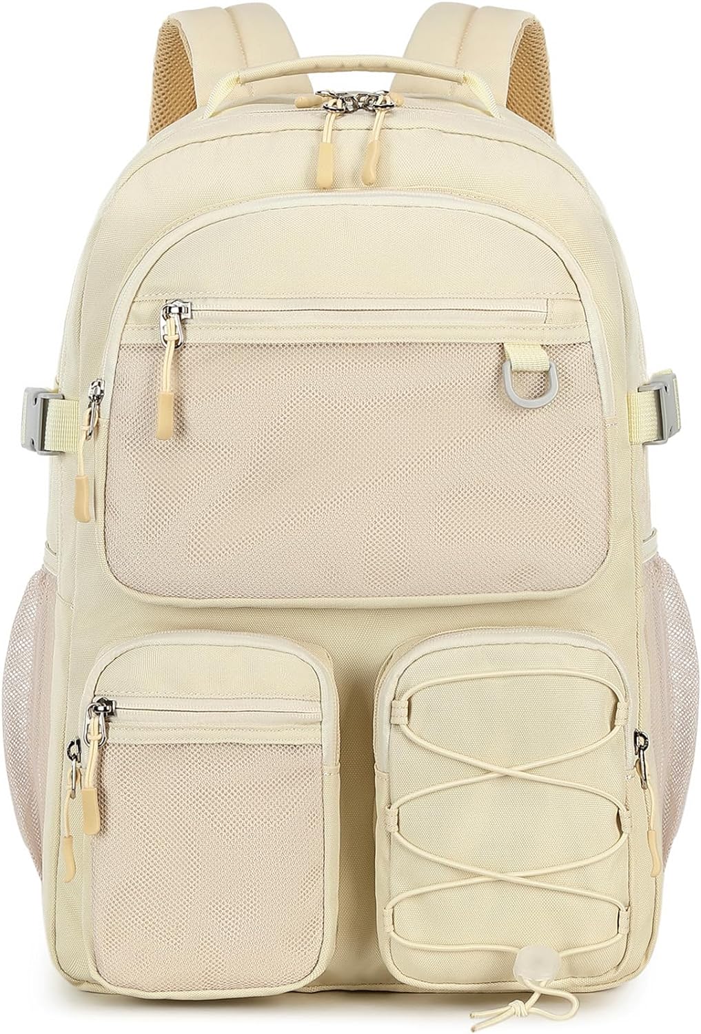 Lohol Water Resistant Backpack with Mulitiple Pockets for Travel Outdoor College, 15.6 inch Laptop Bookbag for Girl and Women (Beige)