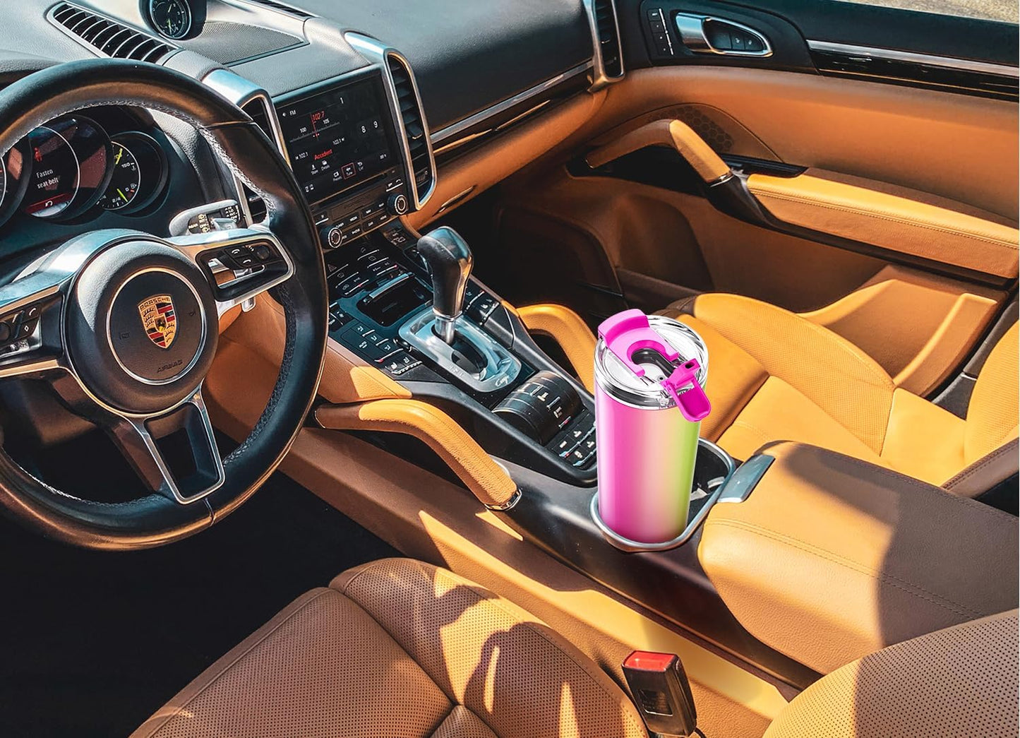 Meoky 30 oz Travel Coffee Mug with Leak-proof Lid, Stainless Steel Insulated Coffee Tumbler, Keeps Hot for 8 Hours or Cold for 24 Hours, Fits in Car Cup Holder (Carnival)