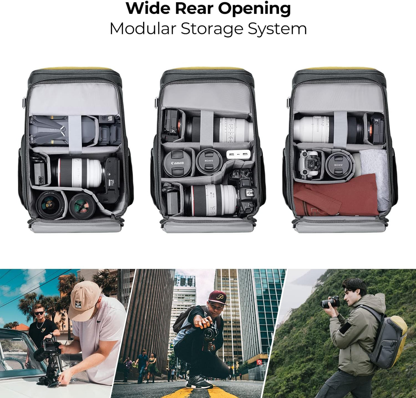 K&F CONCEPT Professional Camera bags for photographers 25L Large Capacity Camera Case Waterproof Photography Camera Backpack for Dslr Cameras