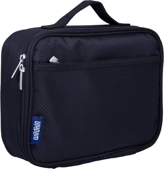 Wildkin Kids Insulated Lunch Box – Durable and Reusable for School & Travel - Rip-Stop Black