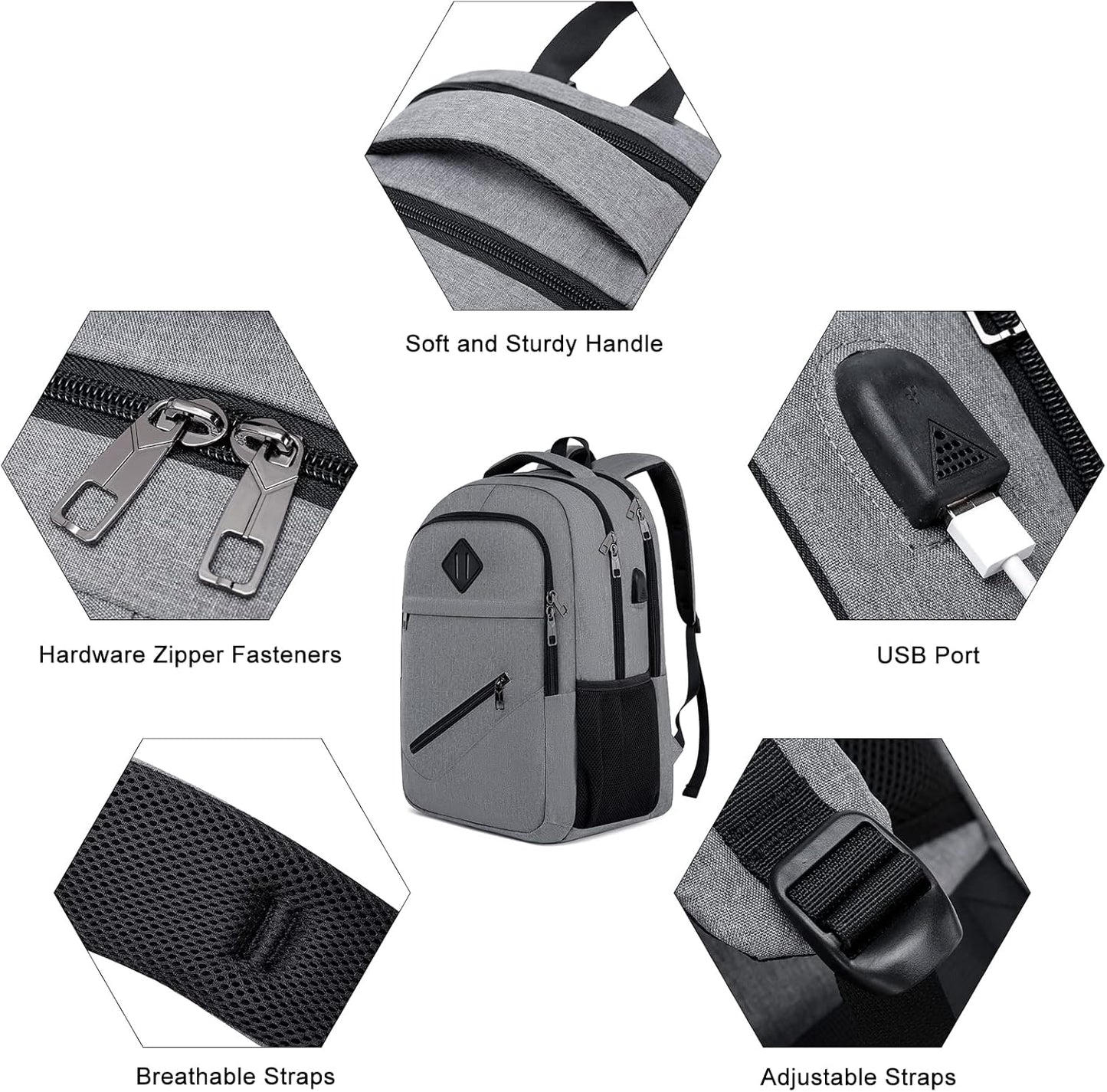Backpack, School Backpacks for Teen Boys & Girls, Student Bookbag Fits 17.3 Inch Laptop with USB Charging Port, Water Resistant Travel Backpack, Sturdy Anti Theft Computer Bag Gifts Men Women