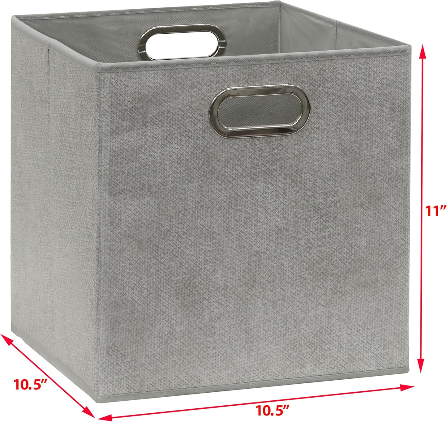 SIMPLE HOUSEWARE 11-Inch Collapsible Fabric Cube Storage Bin with Handles, Printed Design, 6 Pack, Gray