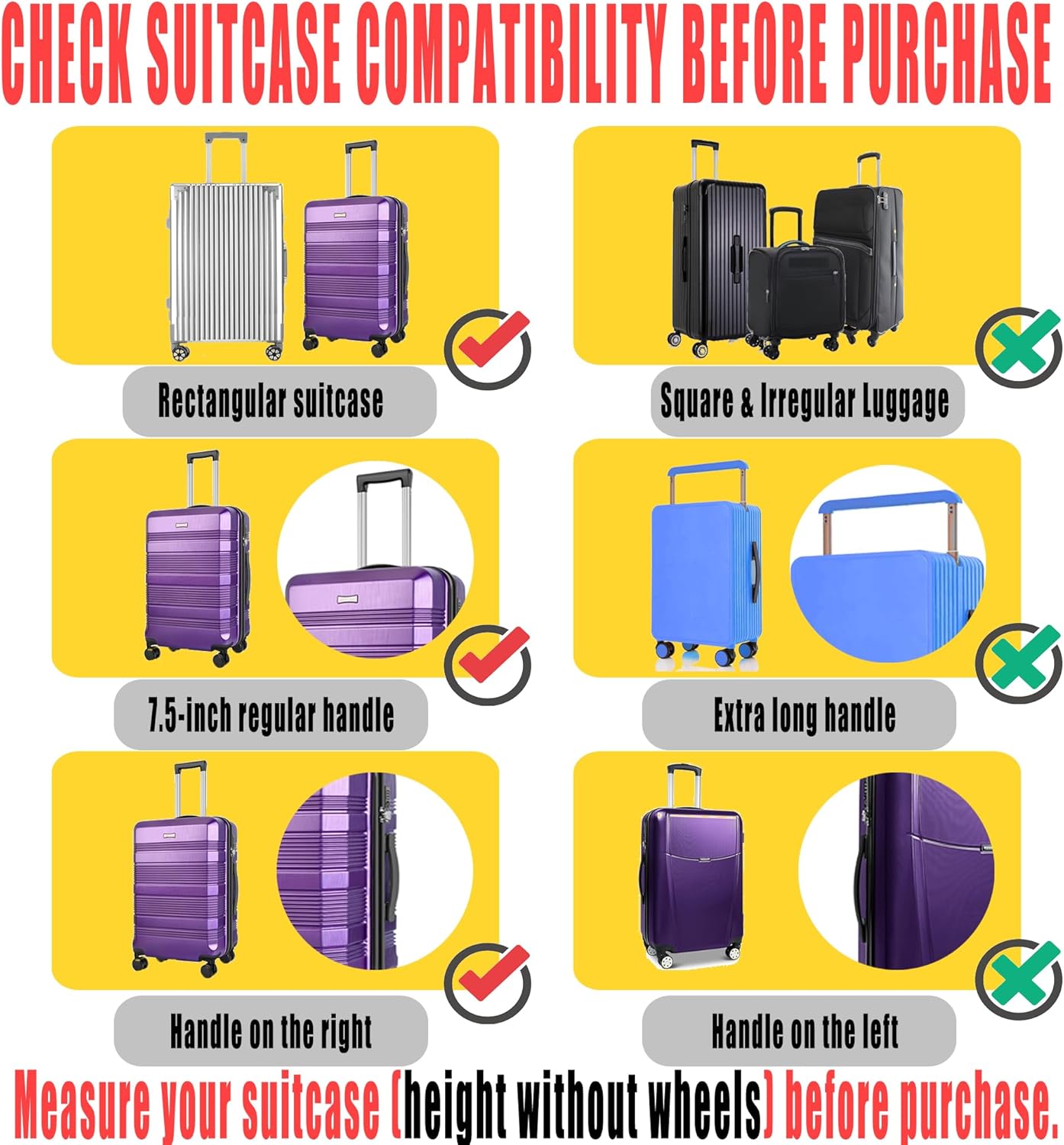 Suitcase Covers for Luggage – TSA Approved Clear PVC Luggage Protector Cover, Thick Transparent Waterproof Sleeve with Large Hook and Loop Closure, Fits 24" Wheeled Suitcases
