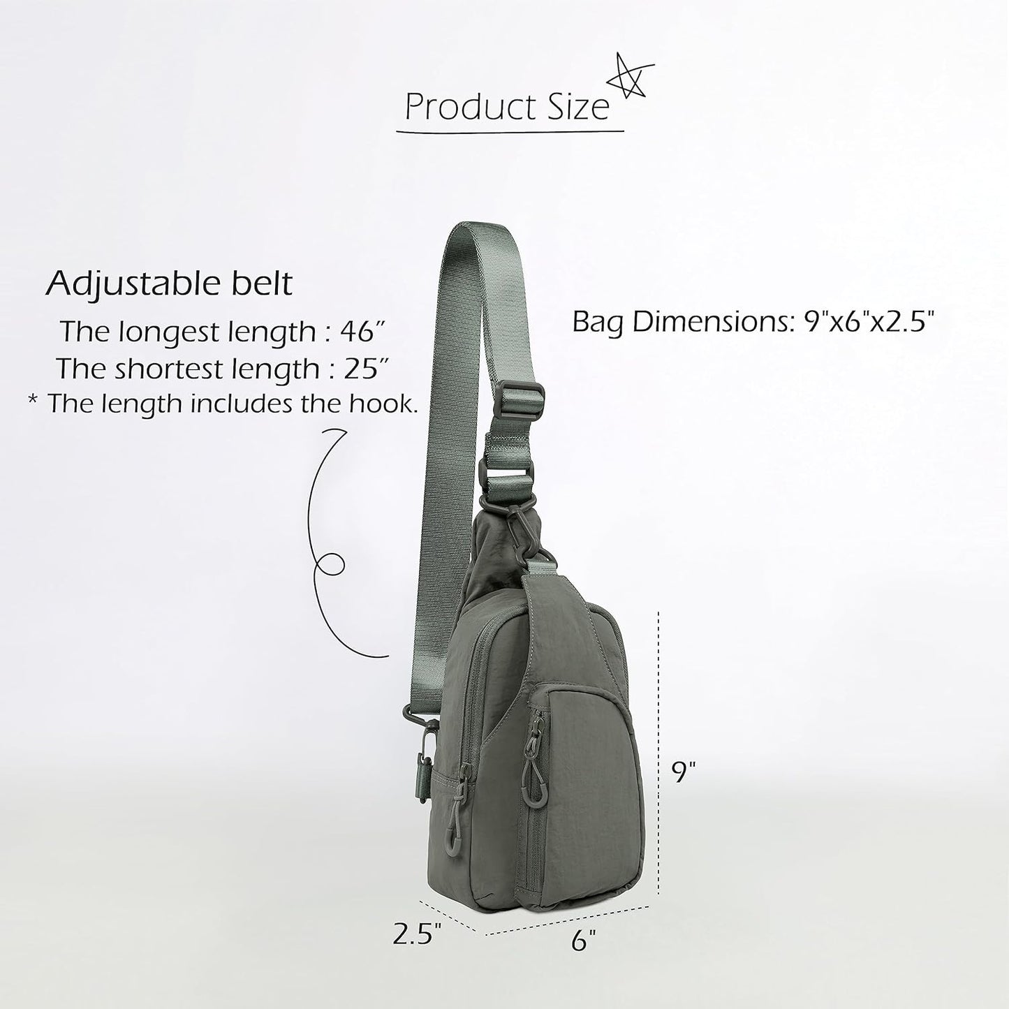 ODODOS Daily Sling Bag with Adjustable Straps Crossbody Chest Bag Lightweight Small Backpack for Casual Traveling Hiking