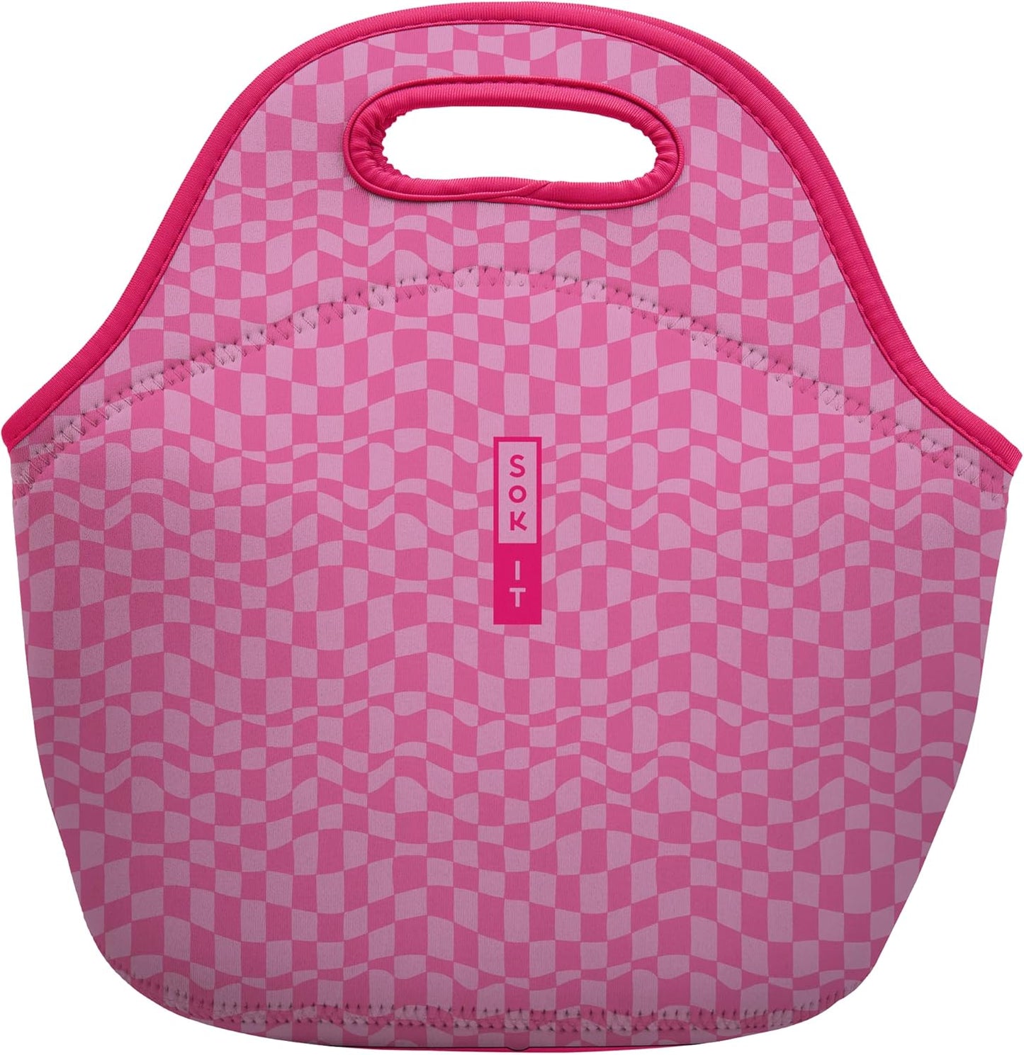 Sok It LunchTote Zippered Bag Insulated Neoprene Caddy (Pink Grand Prix, Large 4.5 Quart Lunch Tote)