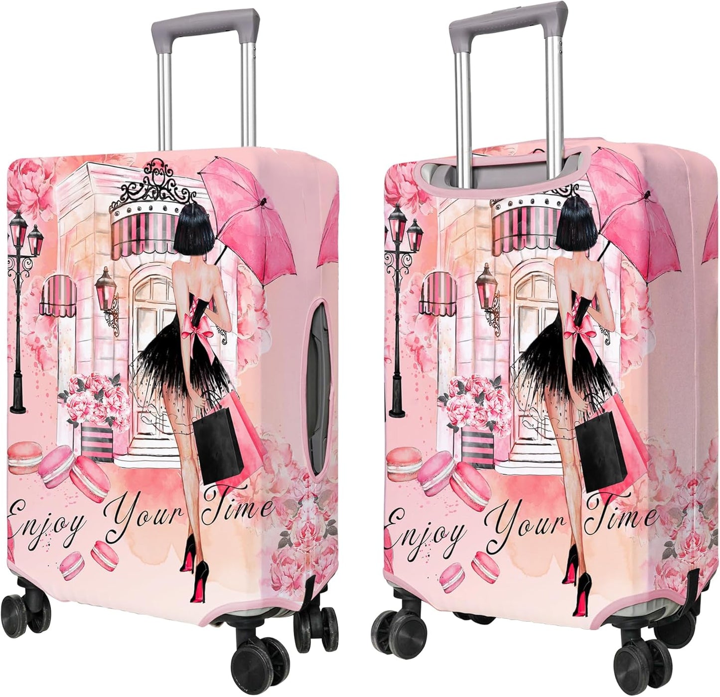 Travel Luggage Cover Suitcase Protector Fits 18-32 Inch Wheel Covers PatternedTravel Related Items Flower Luggage Protector Elastic M