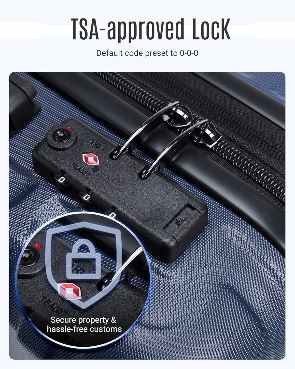 LIGHT FLIGHT Luggage Sets, 3 Piece Durable Suitcase Set with Spinner Wheels, 3 Pcs Hardside Lightweight luggage with TSA Lock, Large Checked Travel Suitcases, 20/24/28 Inch, Dark Blue