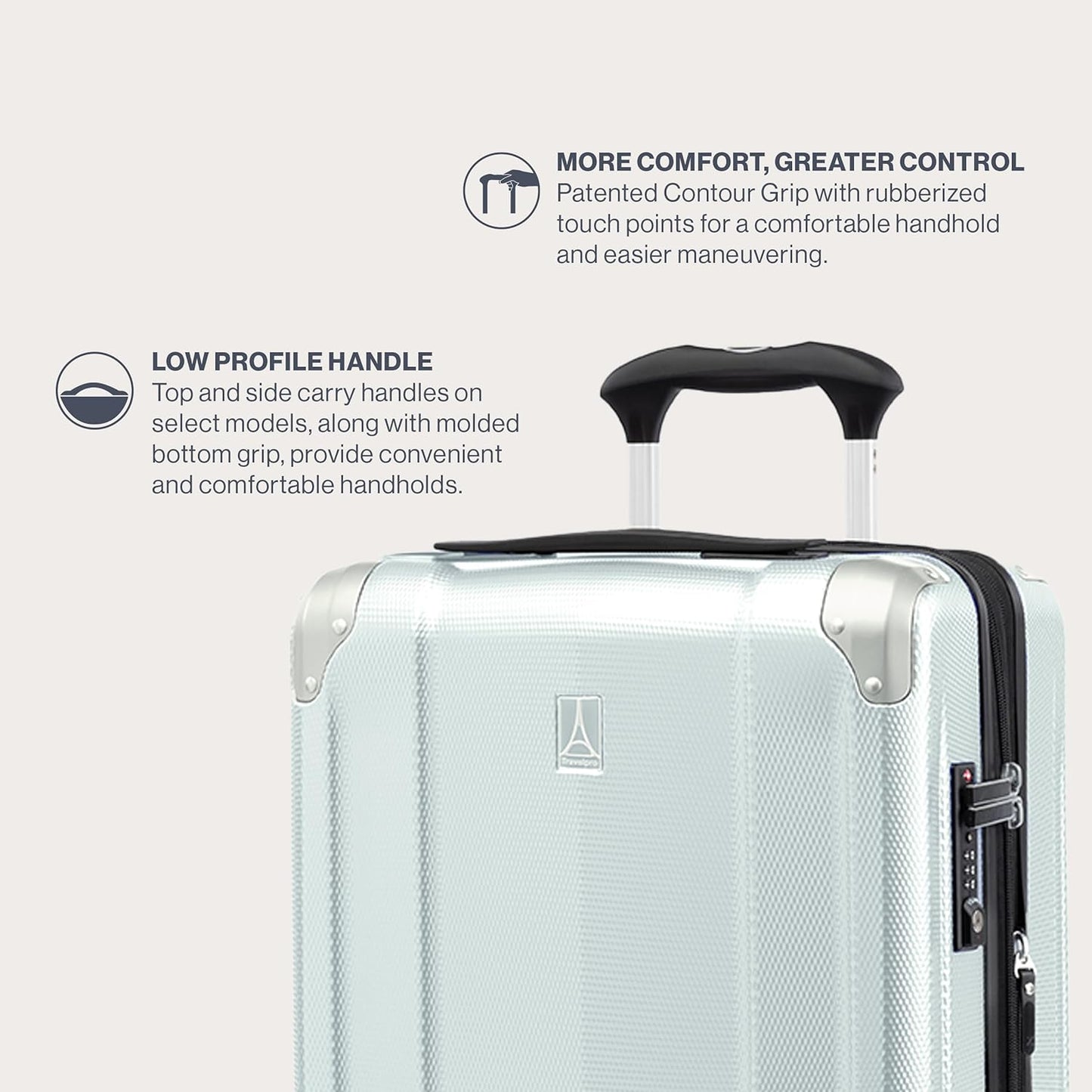 Travelpro Pathways 3 Hardside Expandable Luggage, 8 Spinner Wheels, Lightweight Hard Shell Suitcase, Cloud Grey, 3 Piece Set (21/25/28)