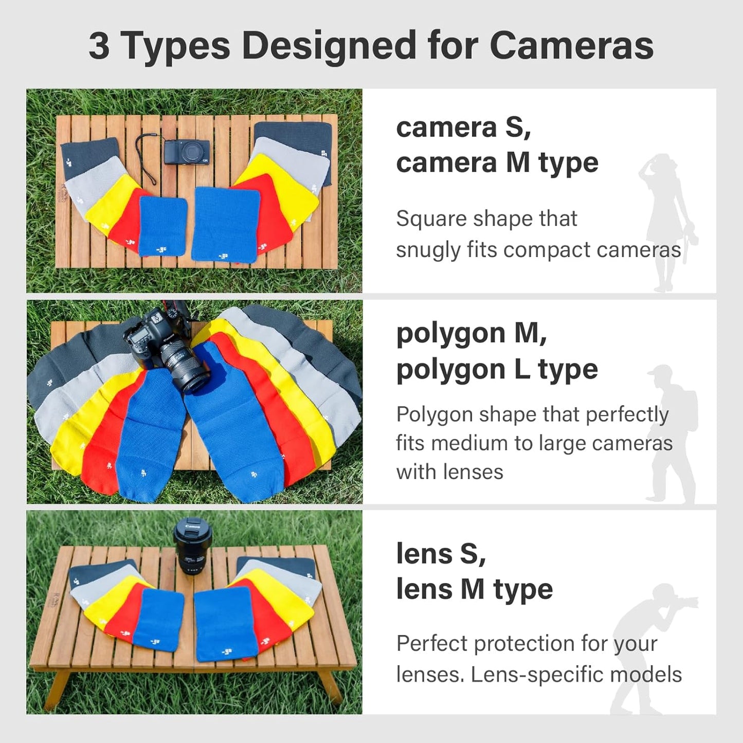 Camera Cover, Polygon W, Made in Japan, L size, Light Gray