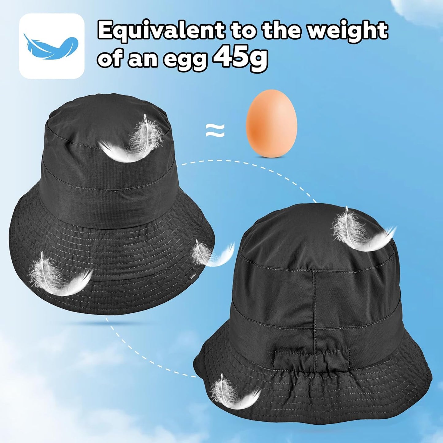 Sukeen Lightweight Bucket Hat for Women Quick-Dry Hiking Hat Packable Foldable UV Sun Hat for Outdoor Activities