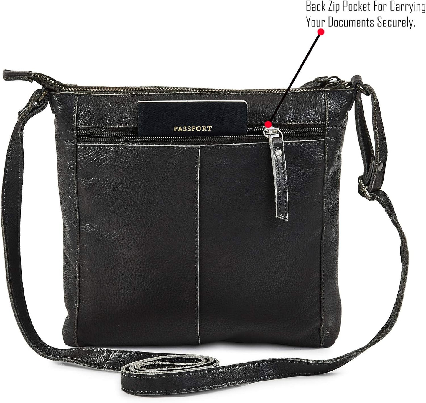 Small Soft Genuine Leather Crossbody Purse Women’s Sling Crossover Shoulder Travel Handbag with Triple Zipper