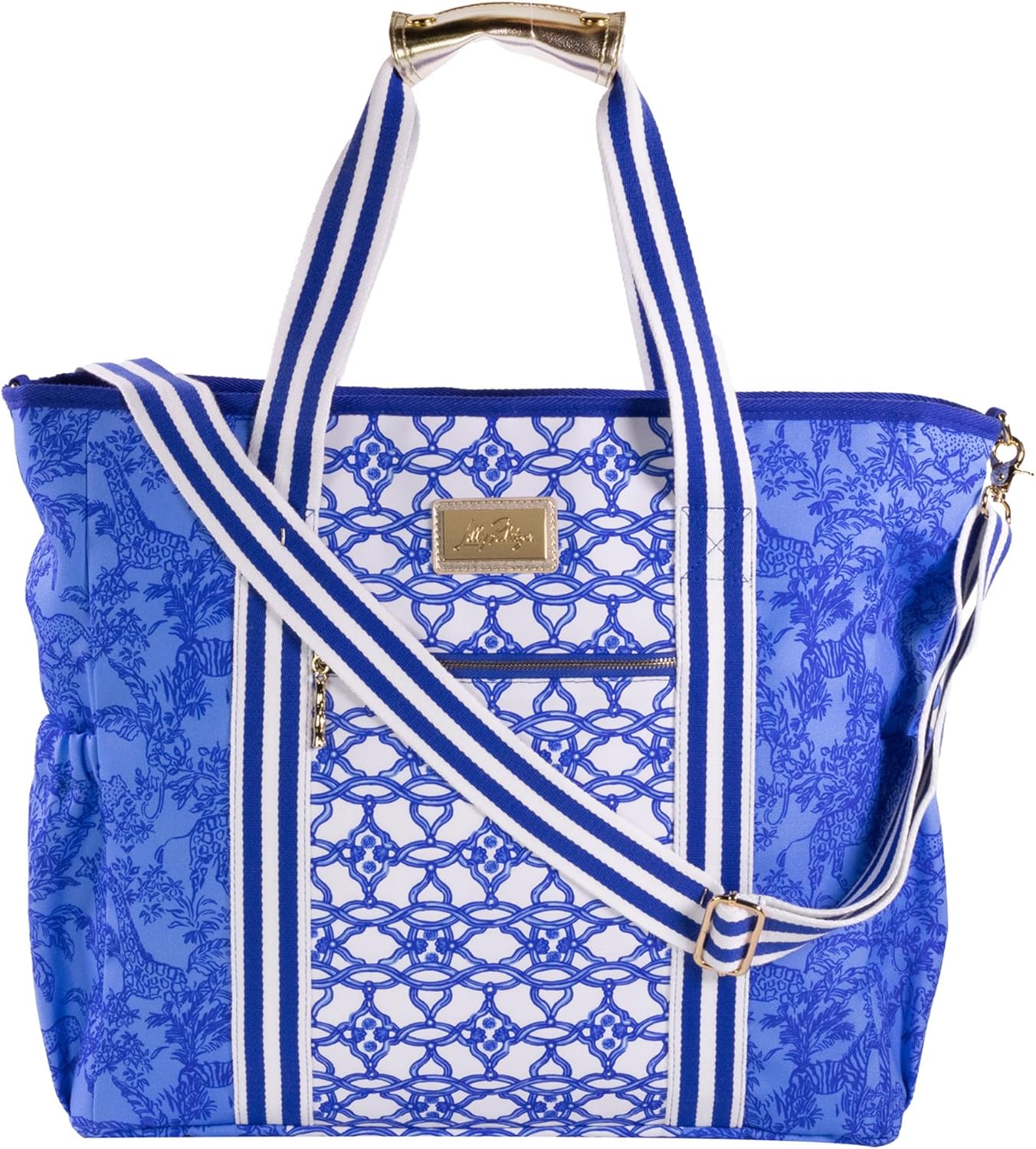 Lilly Pulitzer Picnic & Beach Cooler Bag, Insulated Soft Cooler with Adjustable Strap, Zippered Top & Pocket, Large for Groceries or Travel, Safari Party