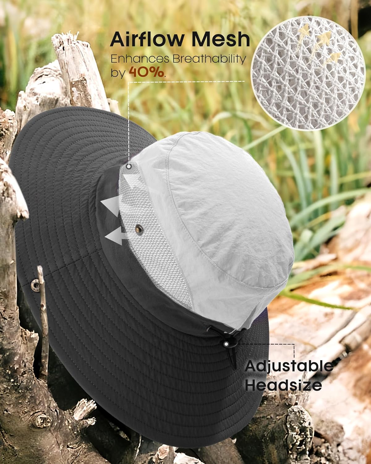 FURTALK Womens Sun Hat with Ponytail Hole Beach Hiking Summer Wide Brim UPF 80+ Outdoor Protection Foldable Bucket Hat