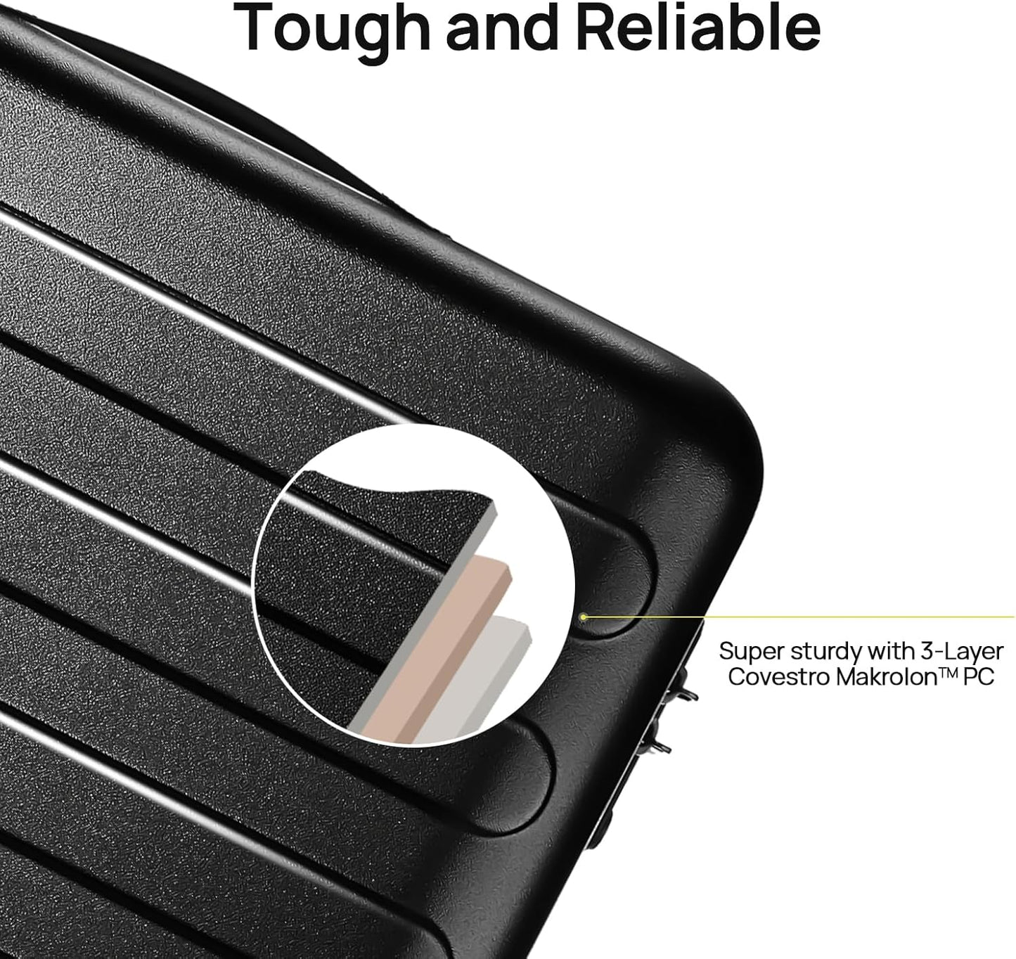 Carry on Luggage 22 X 14 X 9 Airline Approved, 20 Inch Luggage for 3-5 Days Travel, Double Spinner Wheels, 100% Hardshell PC, TSA Lock (01-Black (Basic), Carry-On 20-Inch)