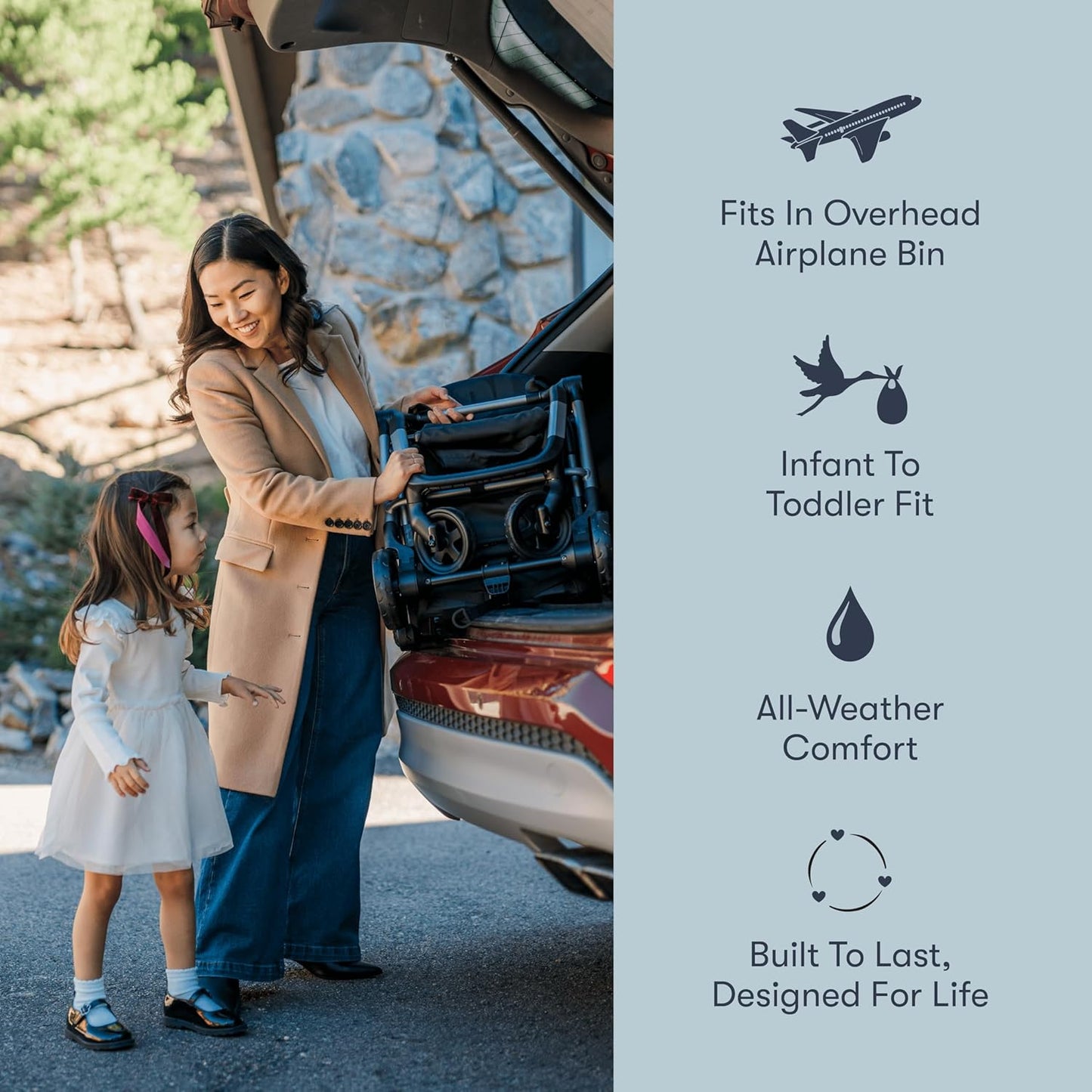 Colugo Compact Stroller - One Hand Fold Lightweight, Travel, Toddler, Airplane, Foldable Stroller with Rain Cover, Backpack and Cup Holder (Wild Child)